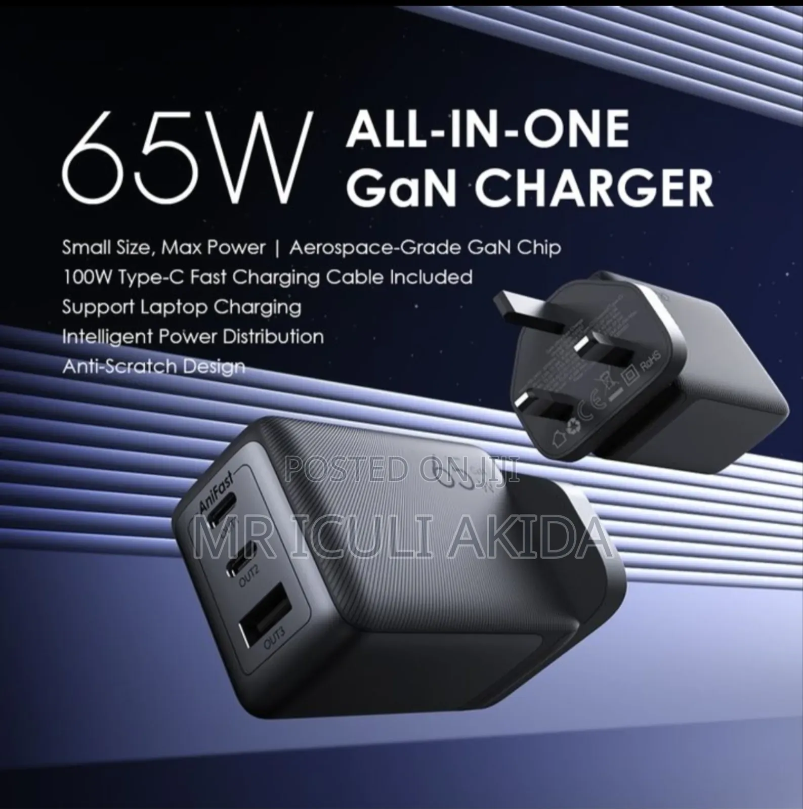 Original Oraimo Hyper Gan 65w Wall Charger Kit With 100w Cc Cable