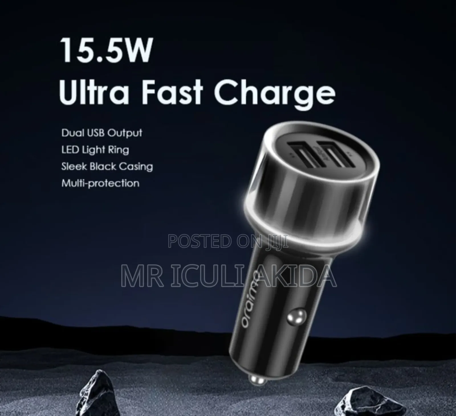 Oraimo Highway 15 15w Super Fast Car Charger With 3in1 Cables
