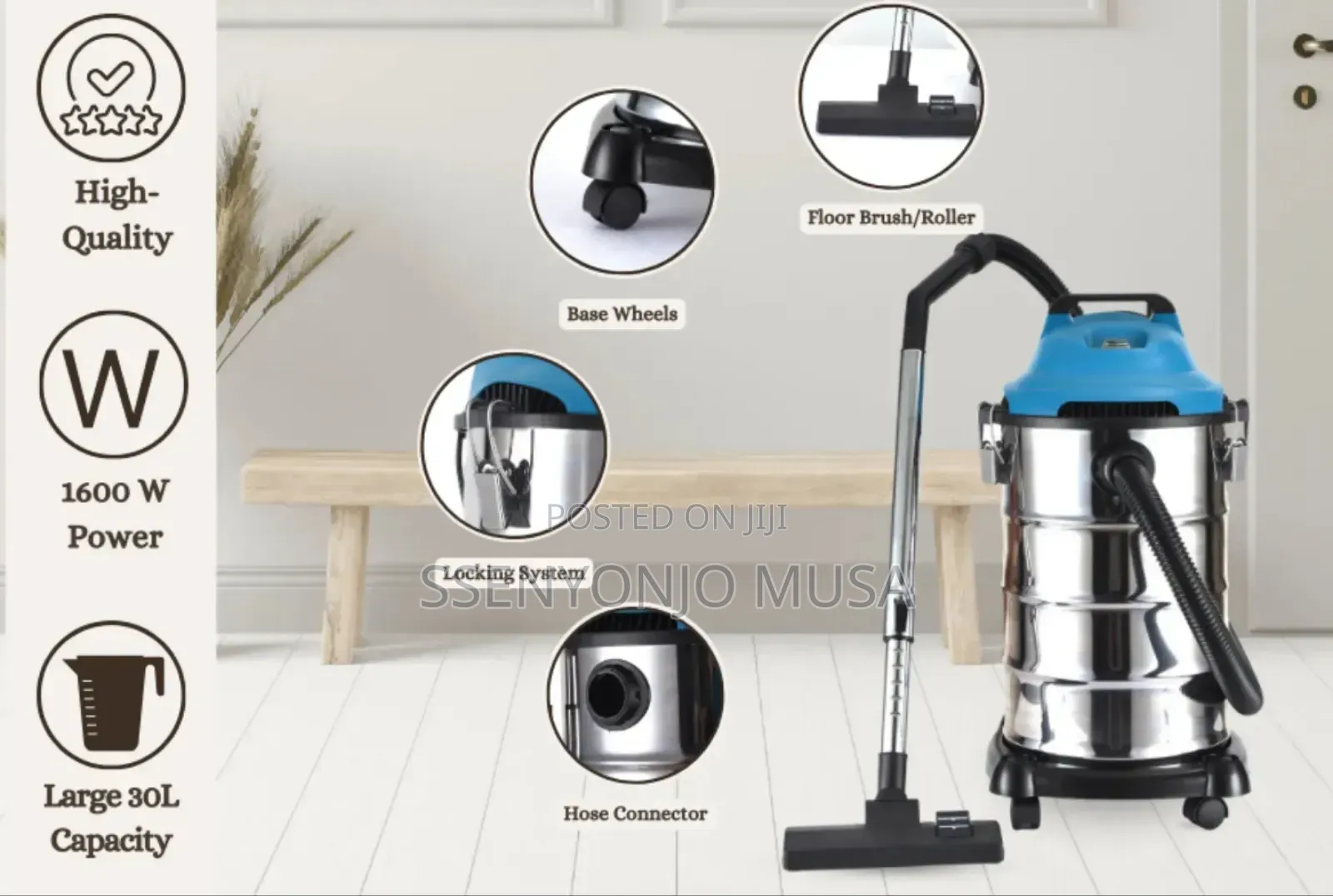 Sonashi 30l Wet Dry Vacuum Cleaner 1600w – Strong Suction, Blow