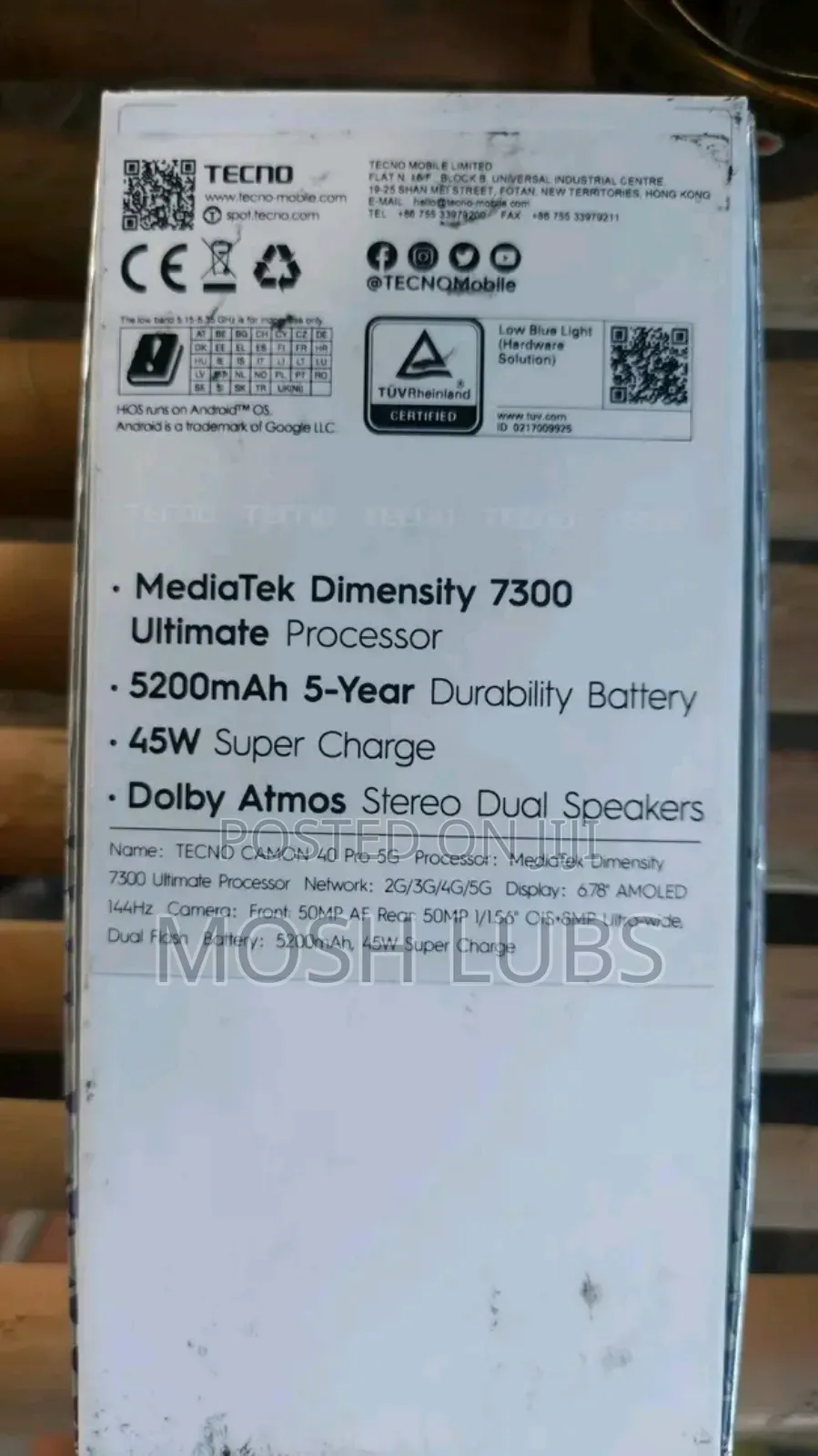 New Tecno Camon 40 Pro 5G 256 GB Gray