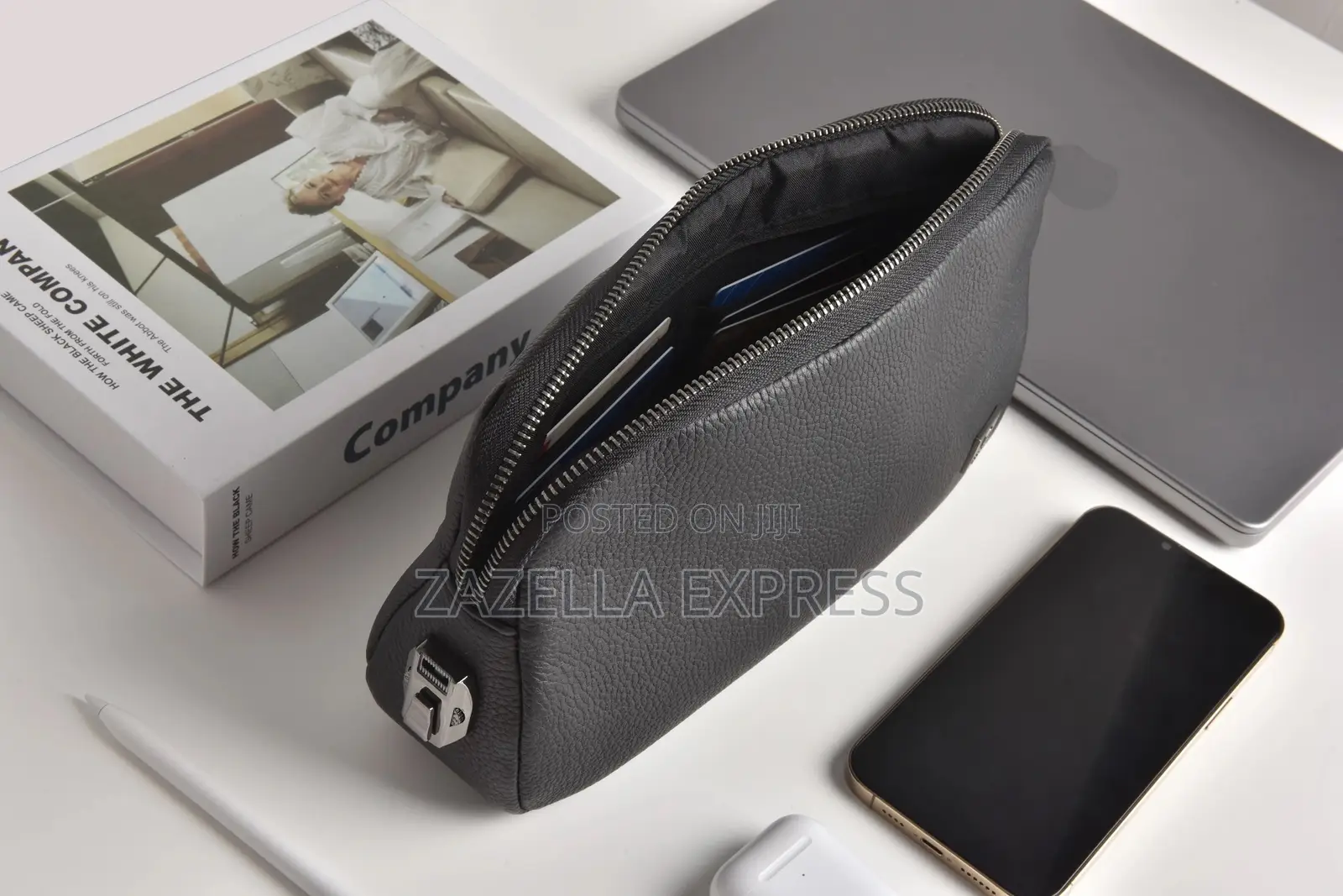 Wiwu Alpha Fingerprint Lock Clutch Bag,Leather Organizer Pouch