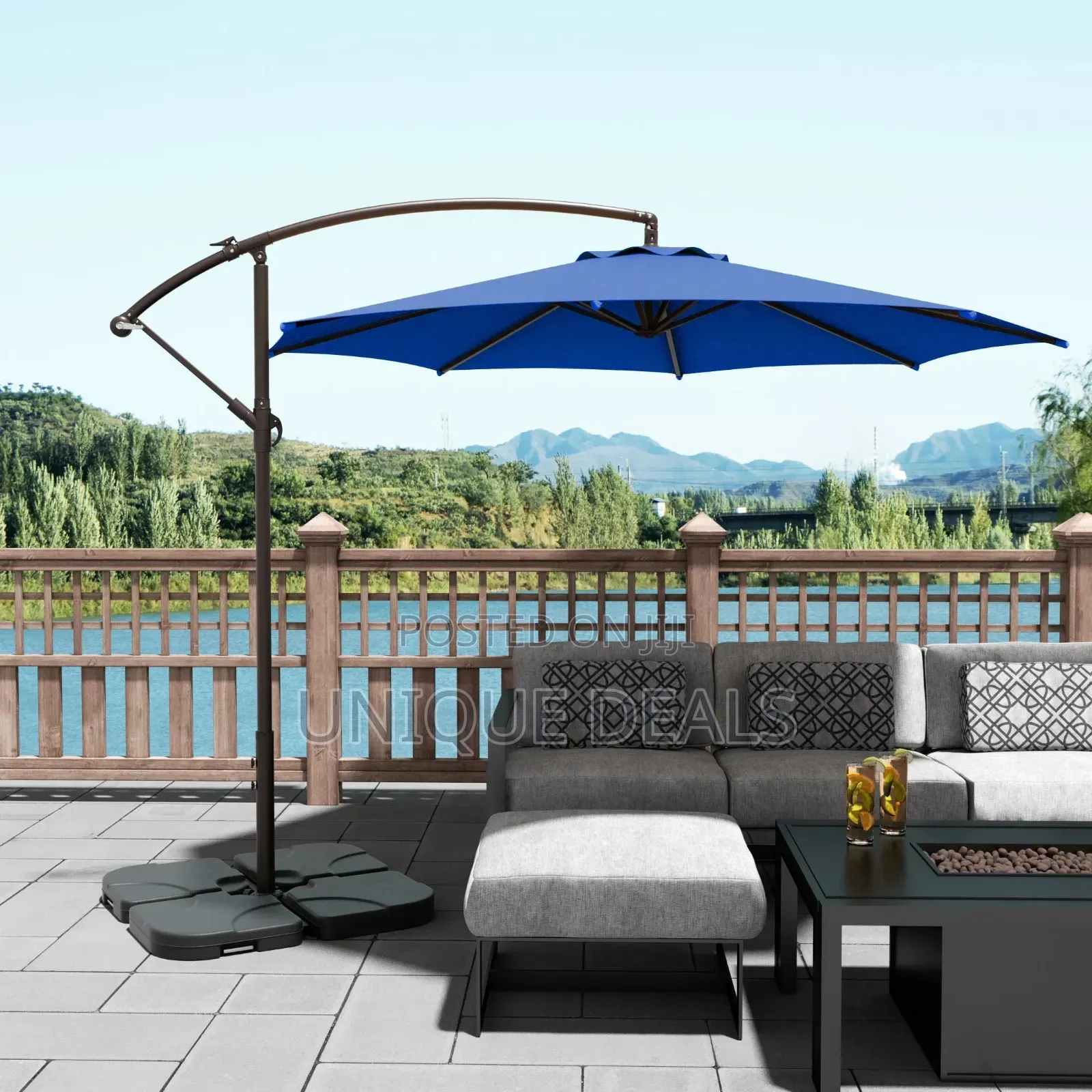 Patio Umbrella With Led Lights Outdoor Cantilever