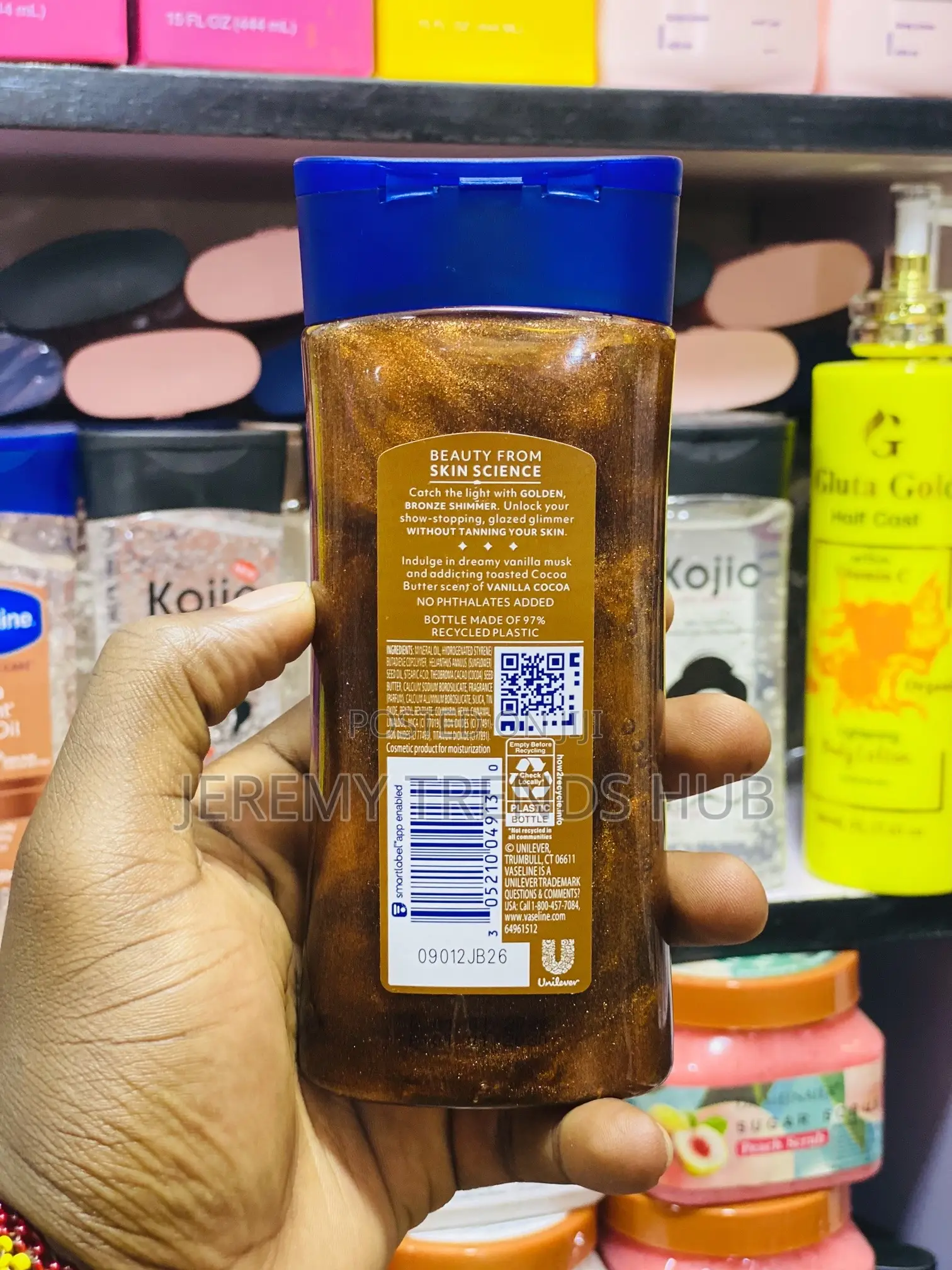 Vaseline Glazed and Glisten Golden Hour Glow Shimmering Body Gel Oil.