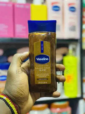 Vaseline Glazed and Glisten Golden Hour Glow Shimmering Body Gel Oil.