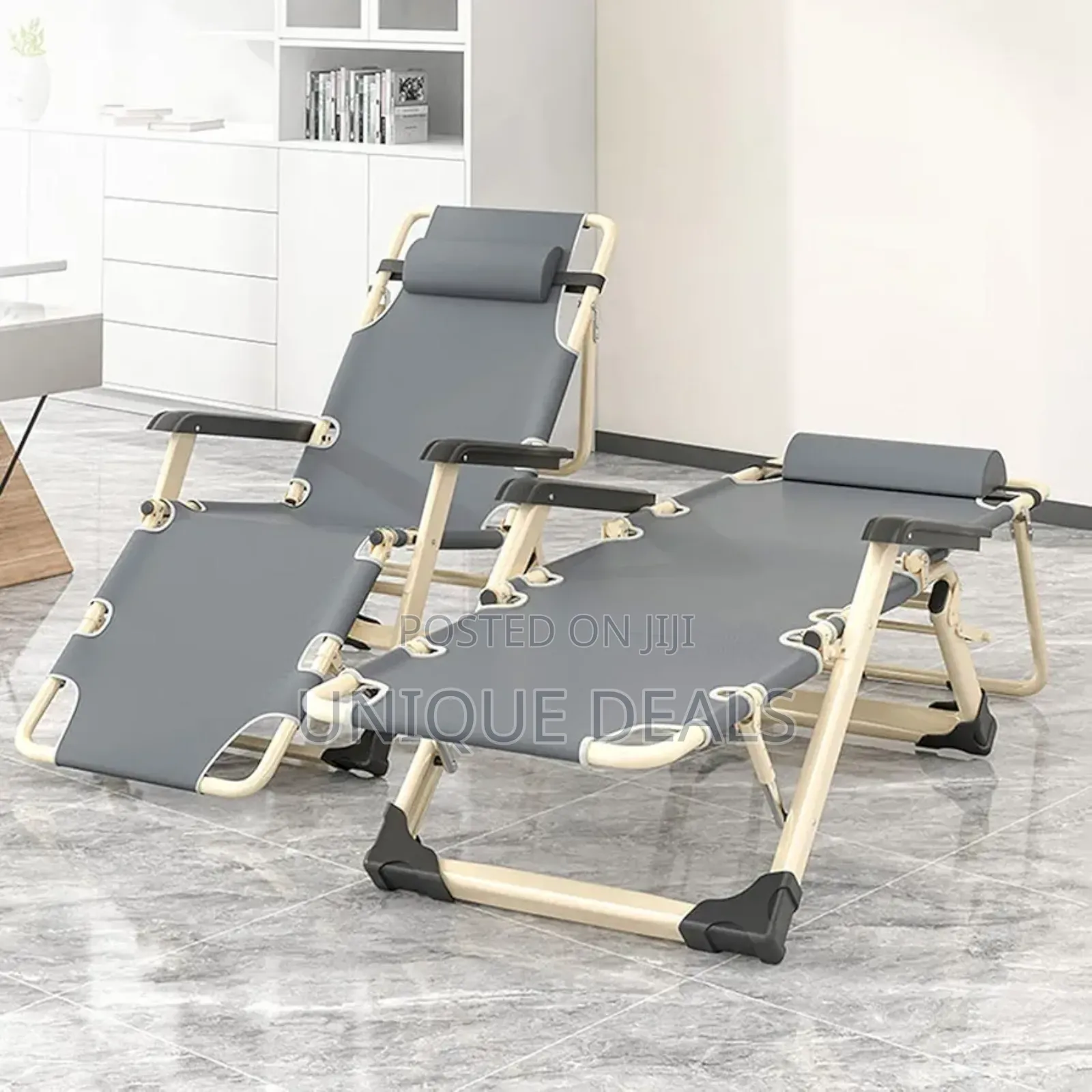 Reclining Chair Portable Folding Sun Lounger With Head Support