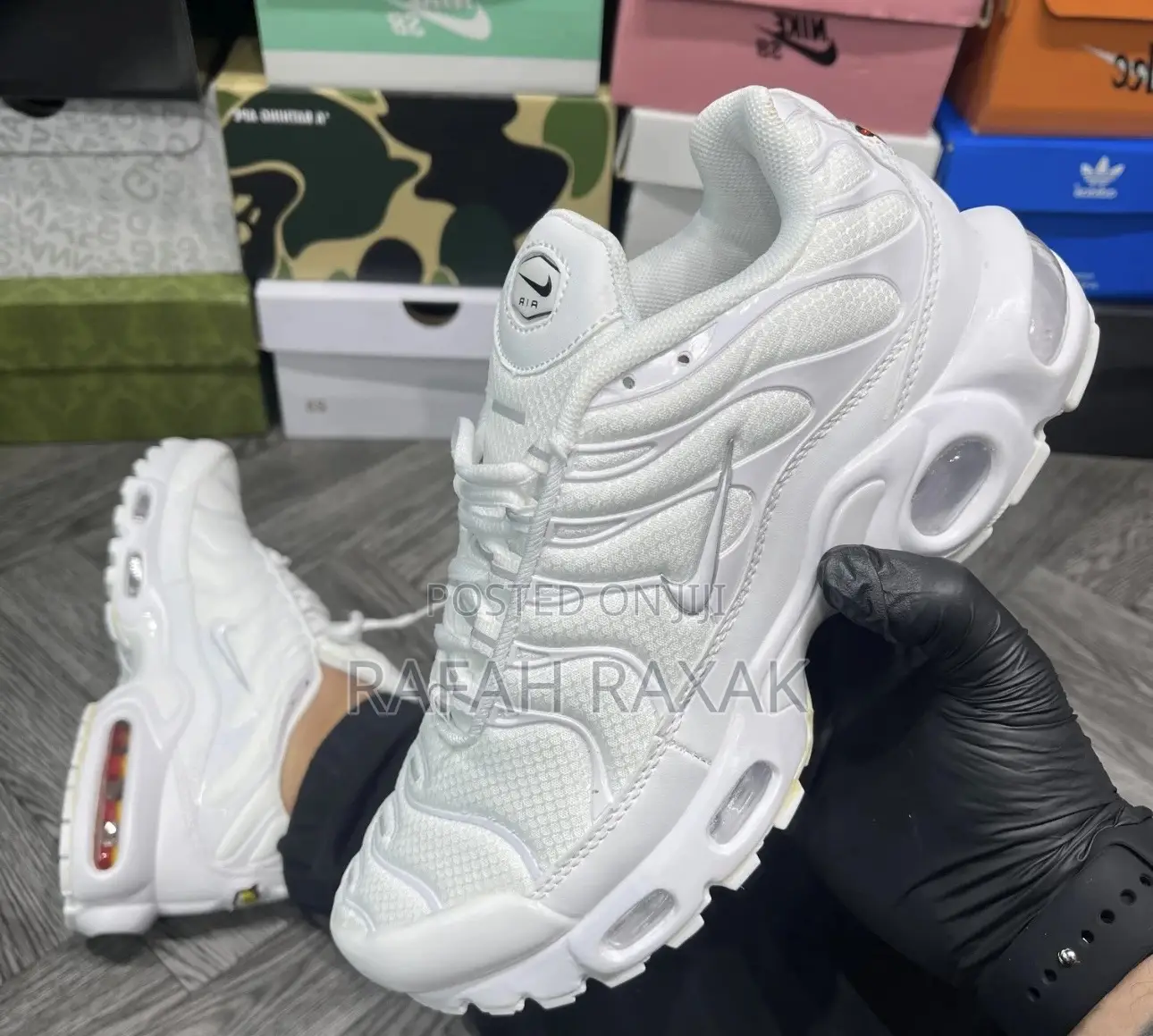 Nike Air Max Tn Plus Triple White Sneakers in Stock
