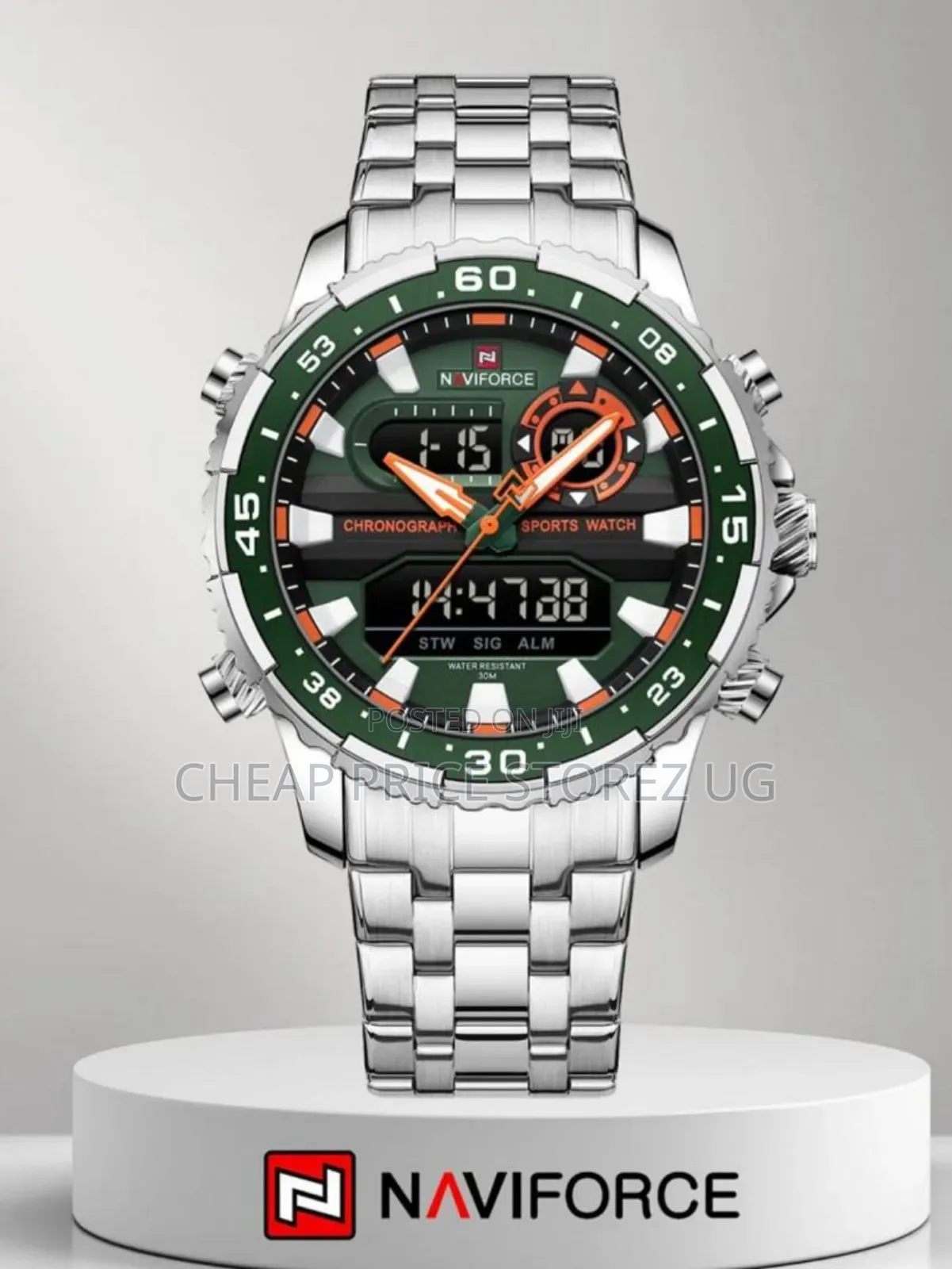Displays a Naviforce Nf9234 Dual-Display Sports Watch