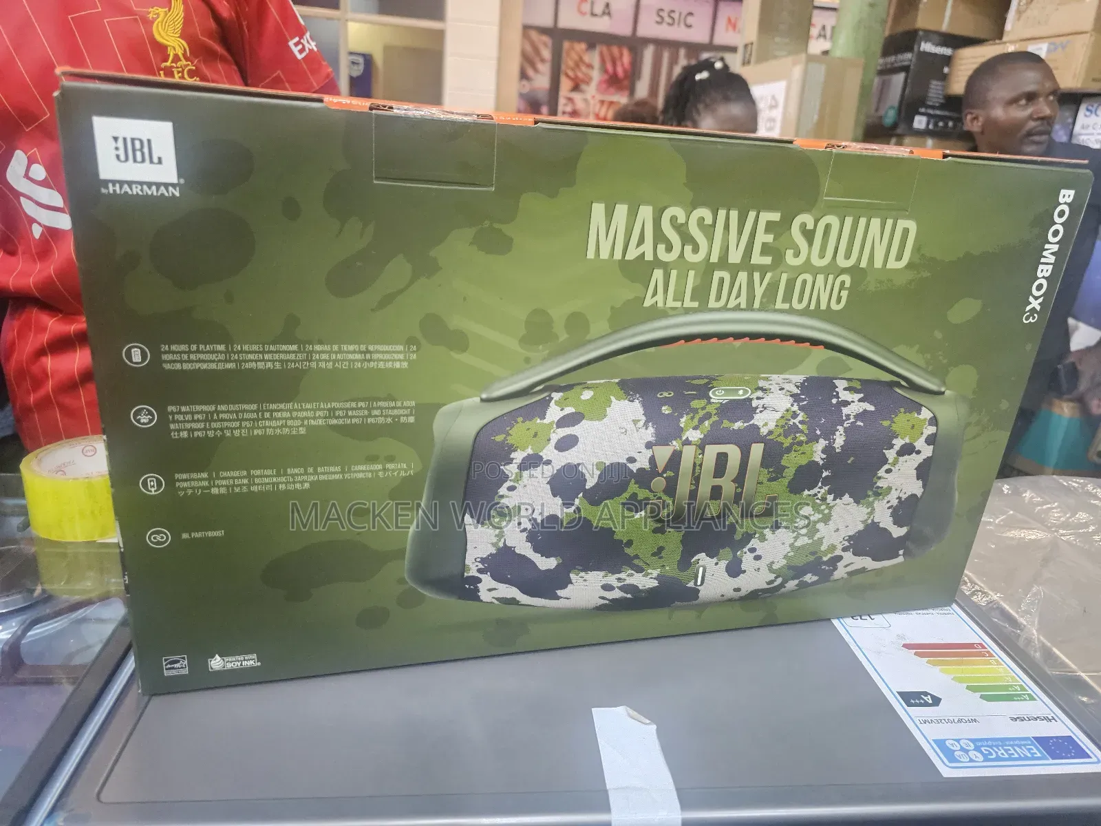 JBL Boombox 3 Black Portable Bluetooth Speaker Waterproof 24h Playtime