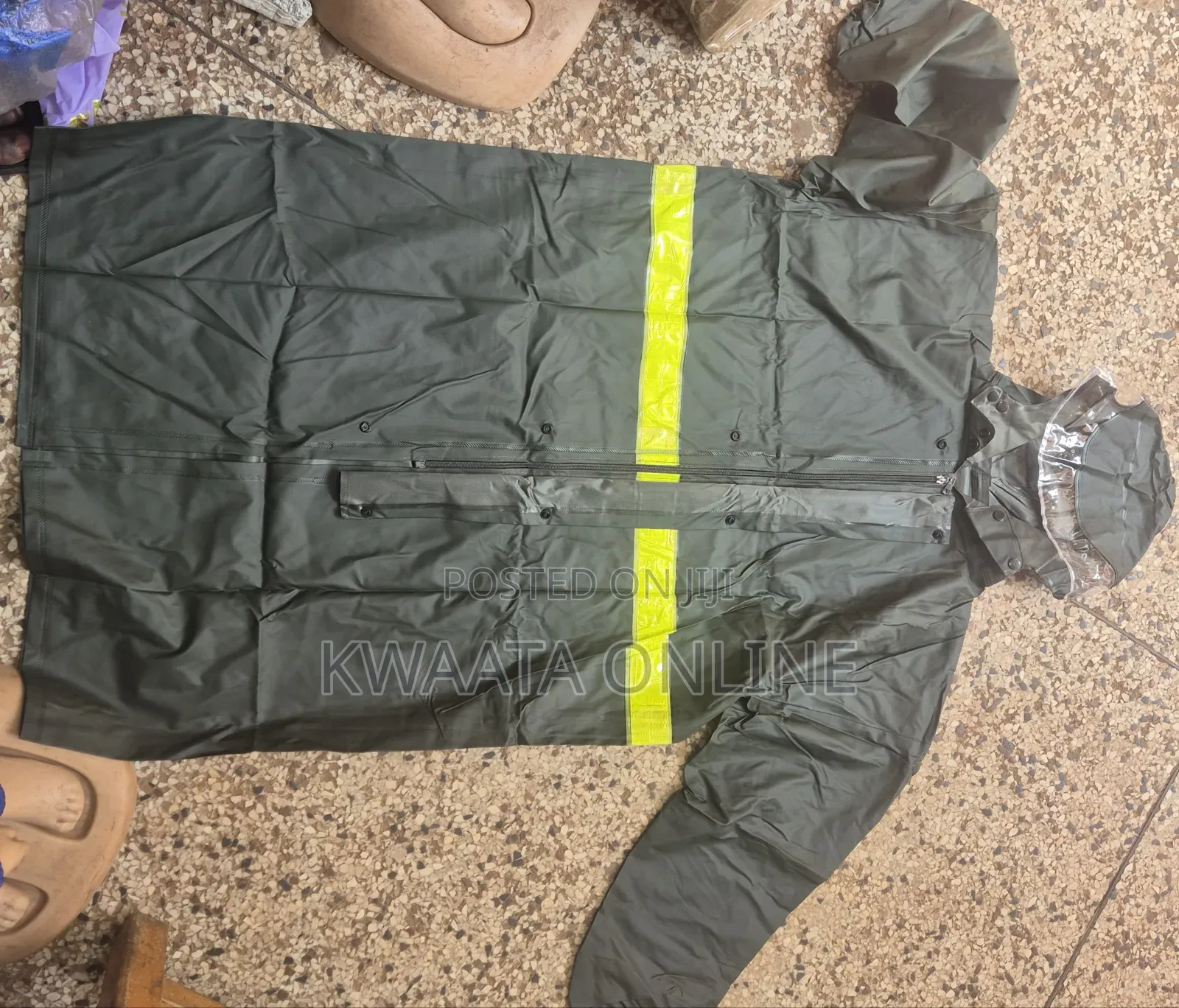 Raincoat Reusable Waterproof Rain Jacket With Hood, Reflective Strips