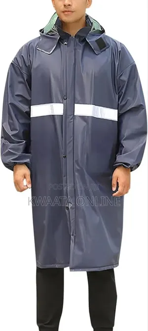 Raincoat Reusable Waterproof Rain Jacket With Hood, Reflective Strips