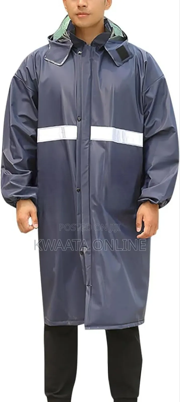 Raincoat Reusable Waterproof Rain Jacket With Hood, Reflective Strips