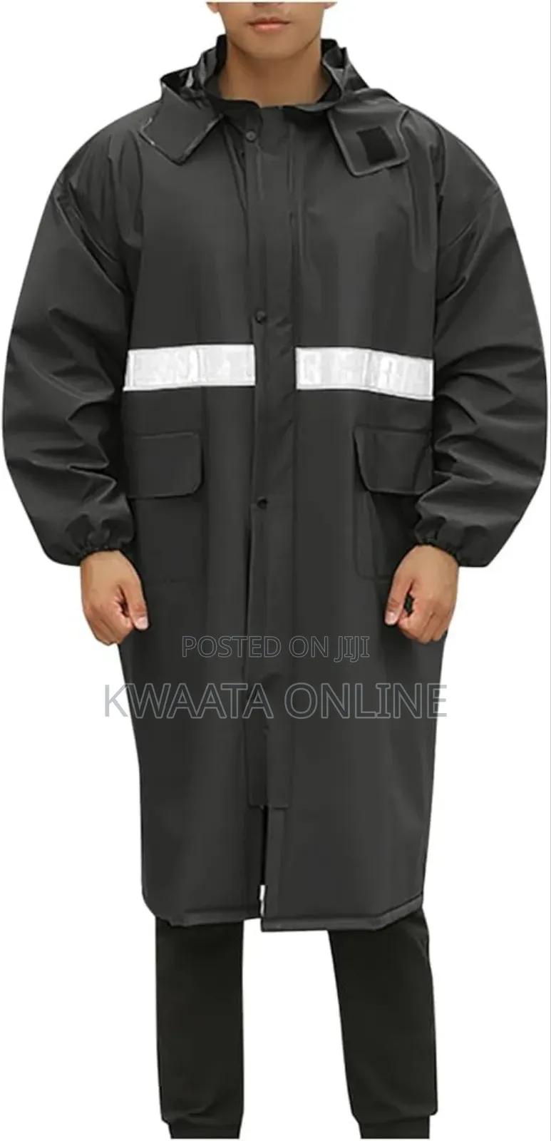 Raincoat Reusable Waterproof Rain Jacket With Hood, Reflective Strips
