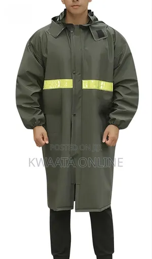 Raincoat Reusable Waterproof Rain Jacket With Hood, Reflective Strips