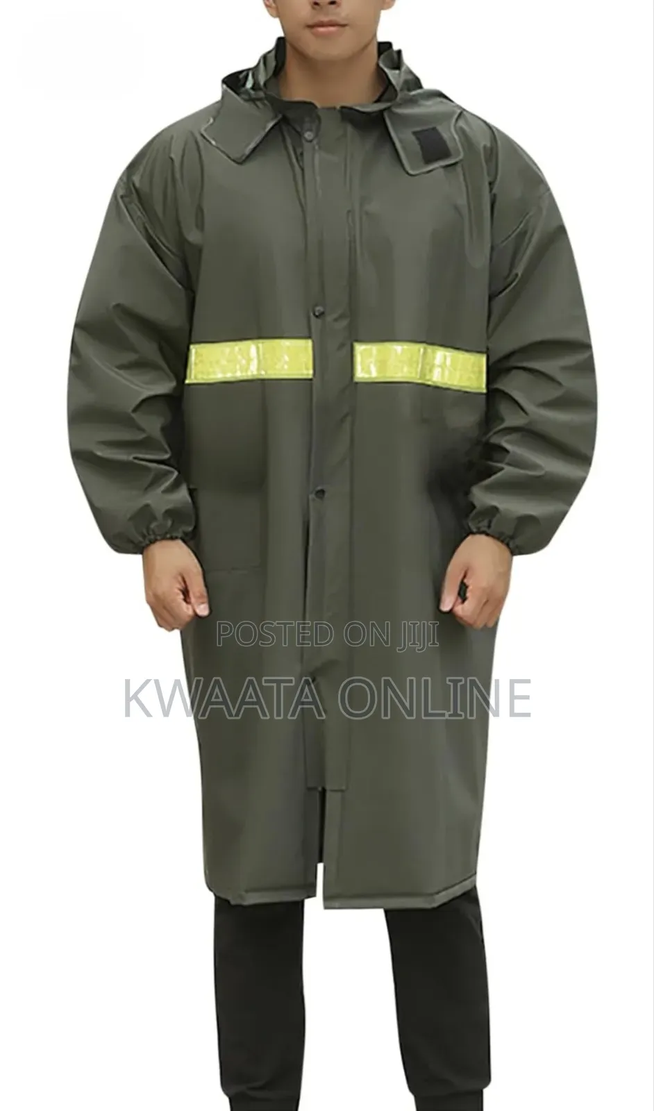Raincoat Reusable Waterproof Rain Jacket With Hood, Reflective Strips