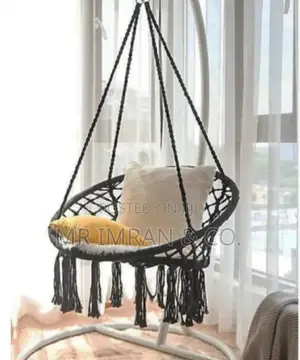 Black Macrame Hanging Hammock Swing Chair