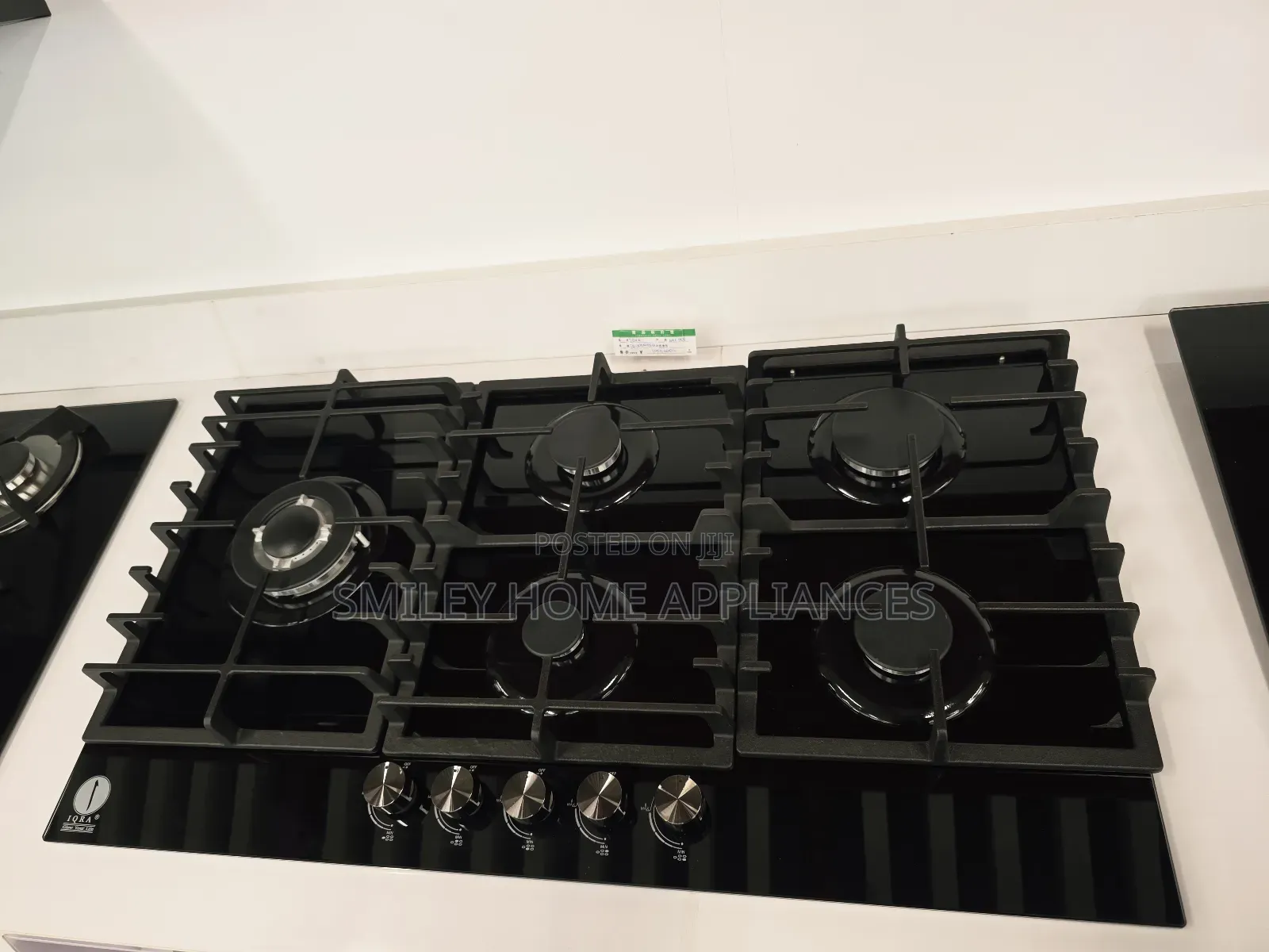 90cm*60cm Iqra 5 Gas Burner Built in Glass Hob Black Color at Discount