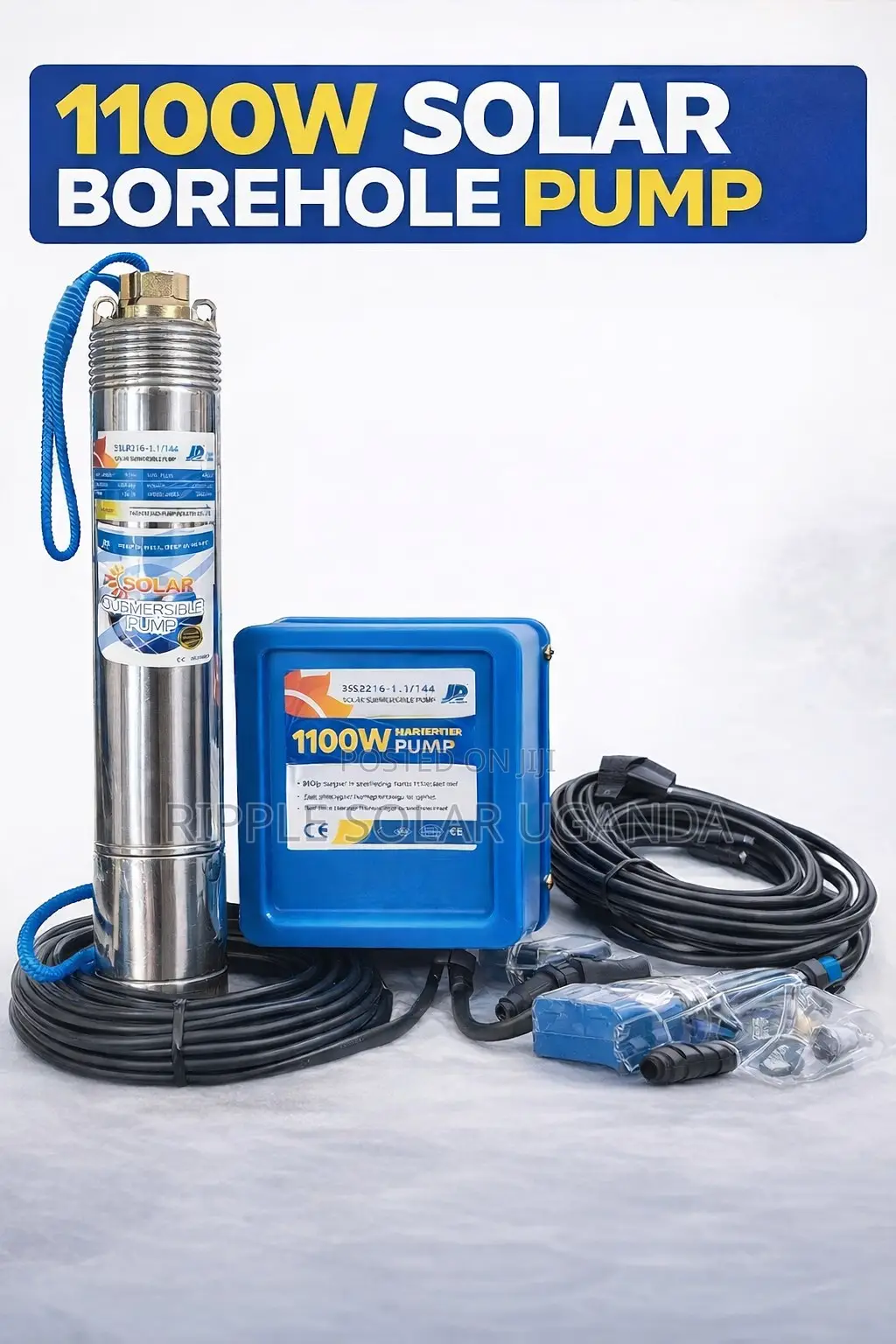 1100w Solar Borehole Pump 102m Head Deep Well Water Pump