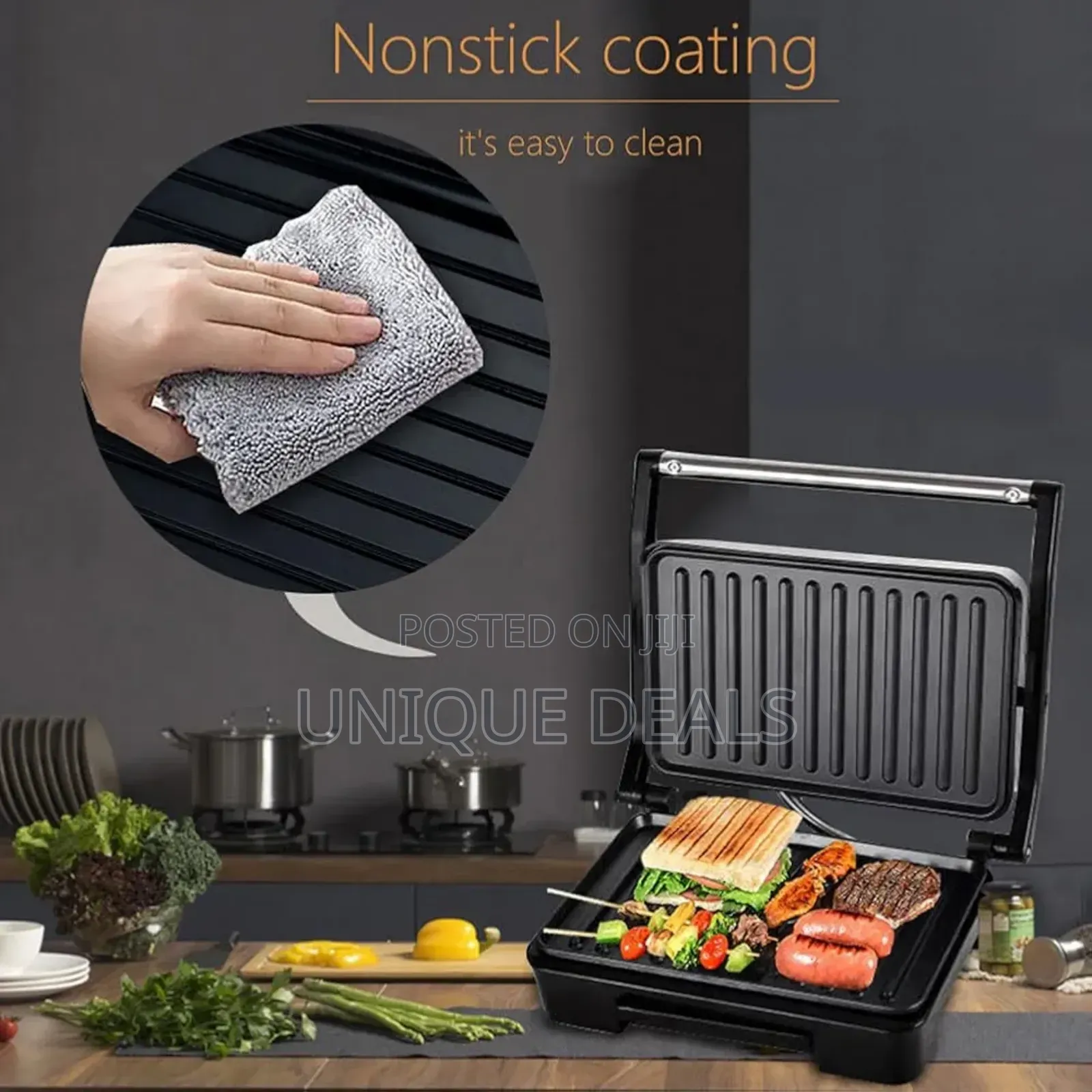 Electric Panini Press Grill, Non-Stick Coated Plates