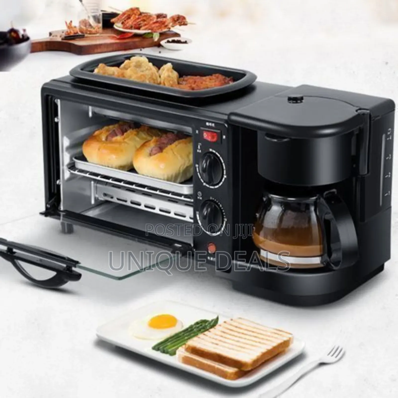 Hoffmans 3 in 1 Home Breakfast Machine Maker Coffee Frying Pan Bread
