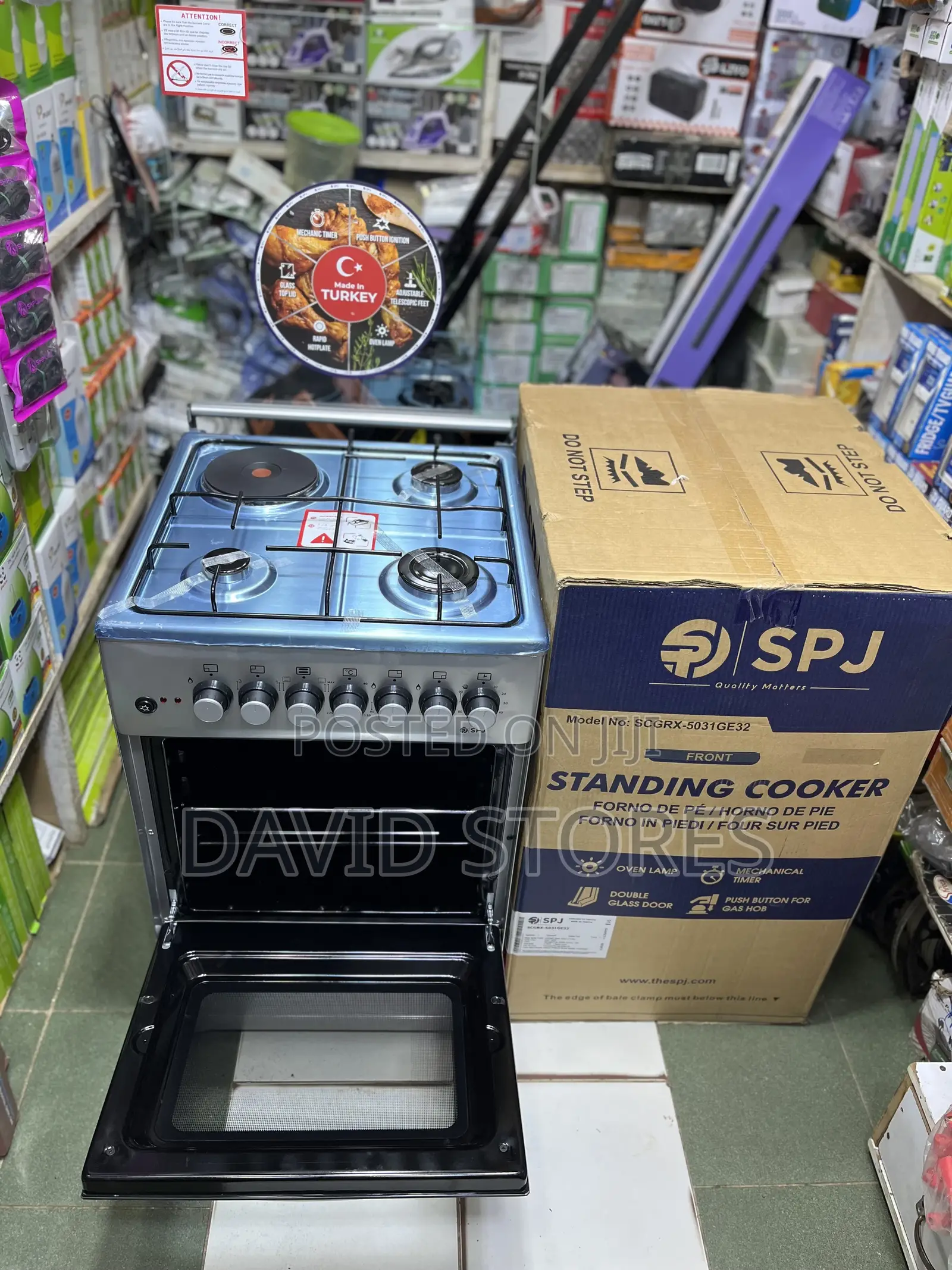 SPJ Turkey 50x50 Gas Cooker – 3 Gas + 1 Electric With Electric Oven