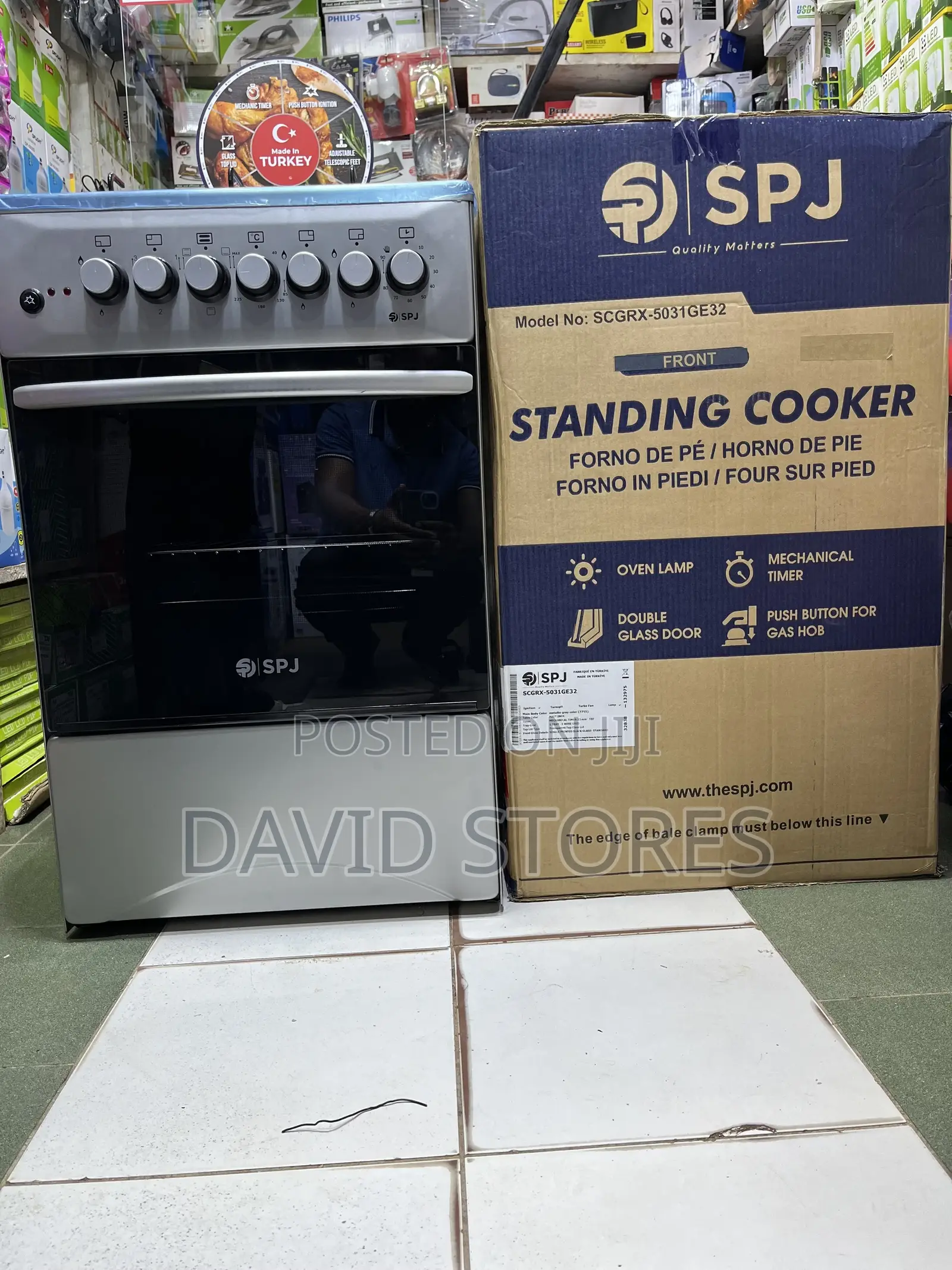 SPJ Turkey 50x50 Gas Cooker – 3 Gas + 1 Electric With Electric Oven