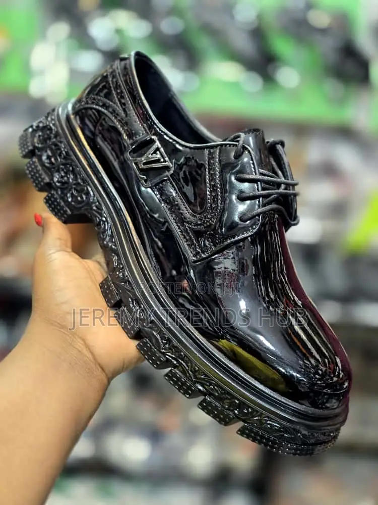 Shiny Black Leather Loafers