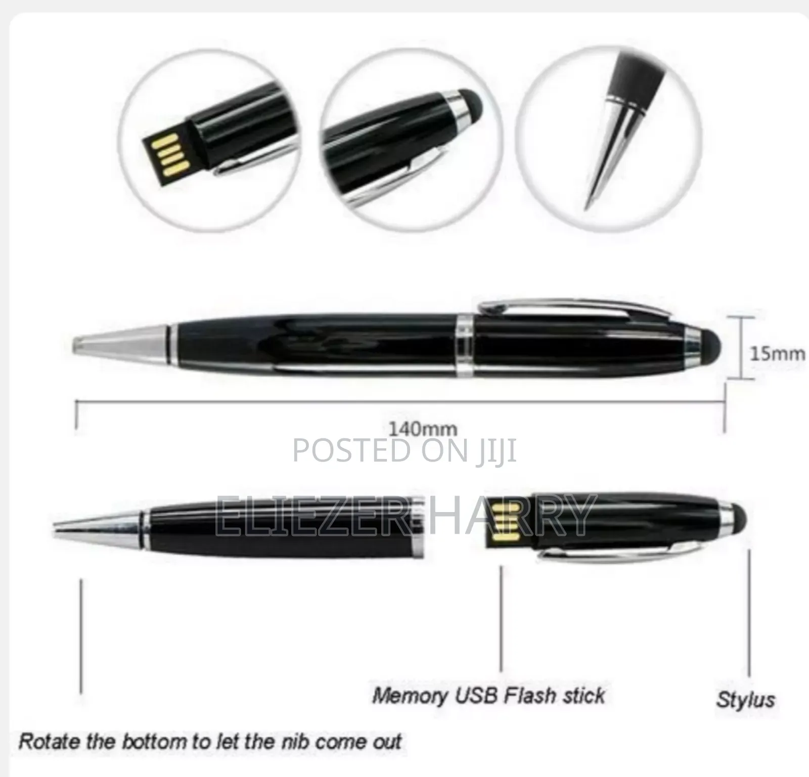 128gb Flash Drive Ballpoint Pen Black