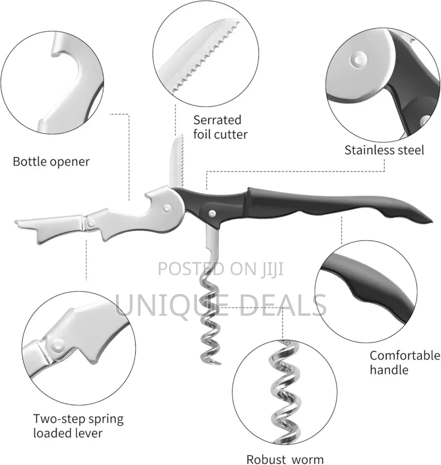 Corkscrew,3 in 1 Wine Opener, Bottle Opener and Foil Cutter