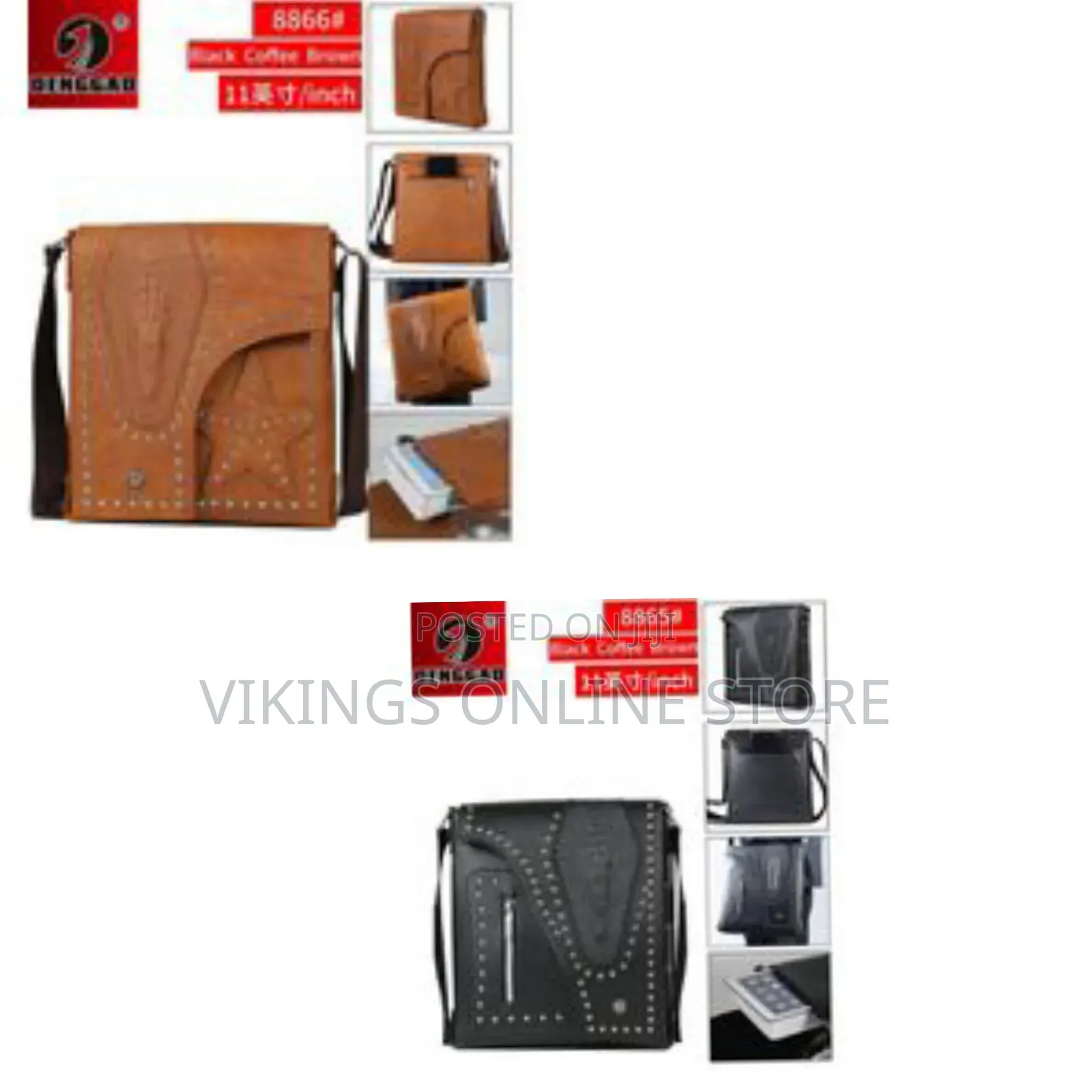 Denggao 11 Inch Shoulder Bag Men's Crossbody Manbag Leather Messenger