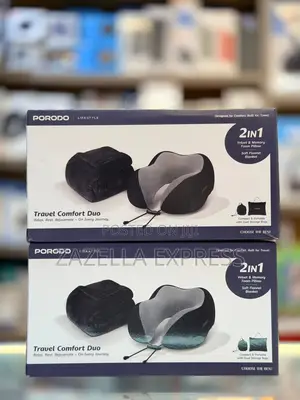 Porodo 2in1 Travel Comfort Duo With Velvet Memory Foam Pillow,
