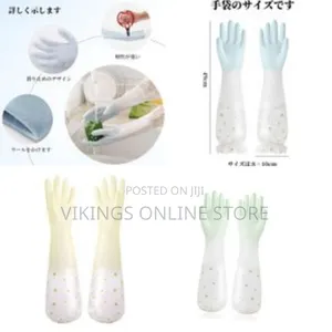 1 Pair Of Pvc Rubber Gloves, Household Long Sleeves With Plush Lining