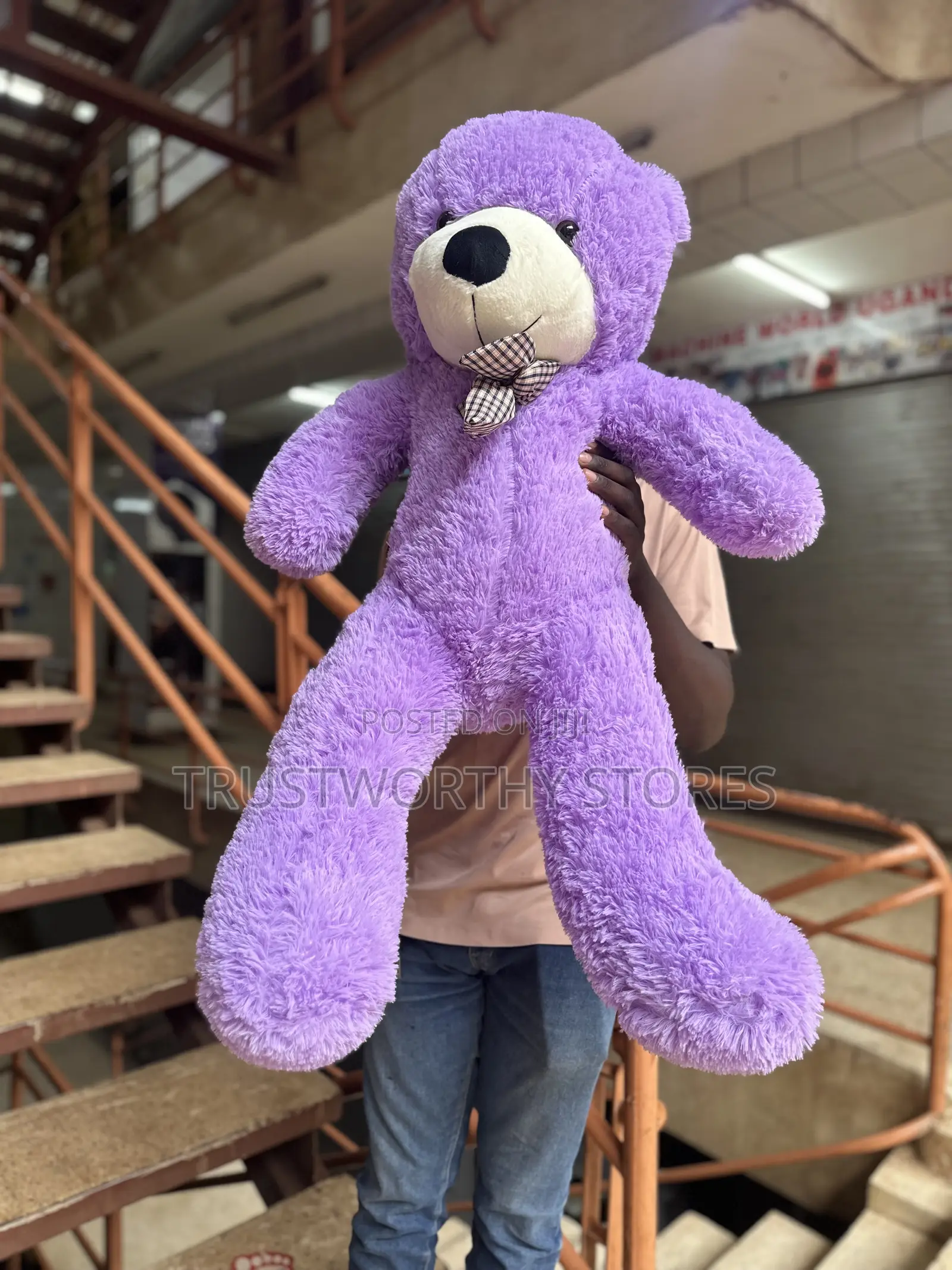 Purple 100cm Bear With a Ribbon