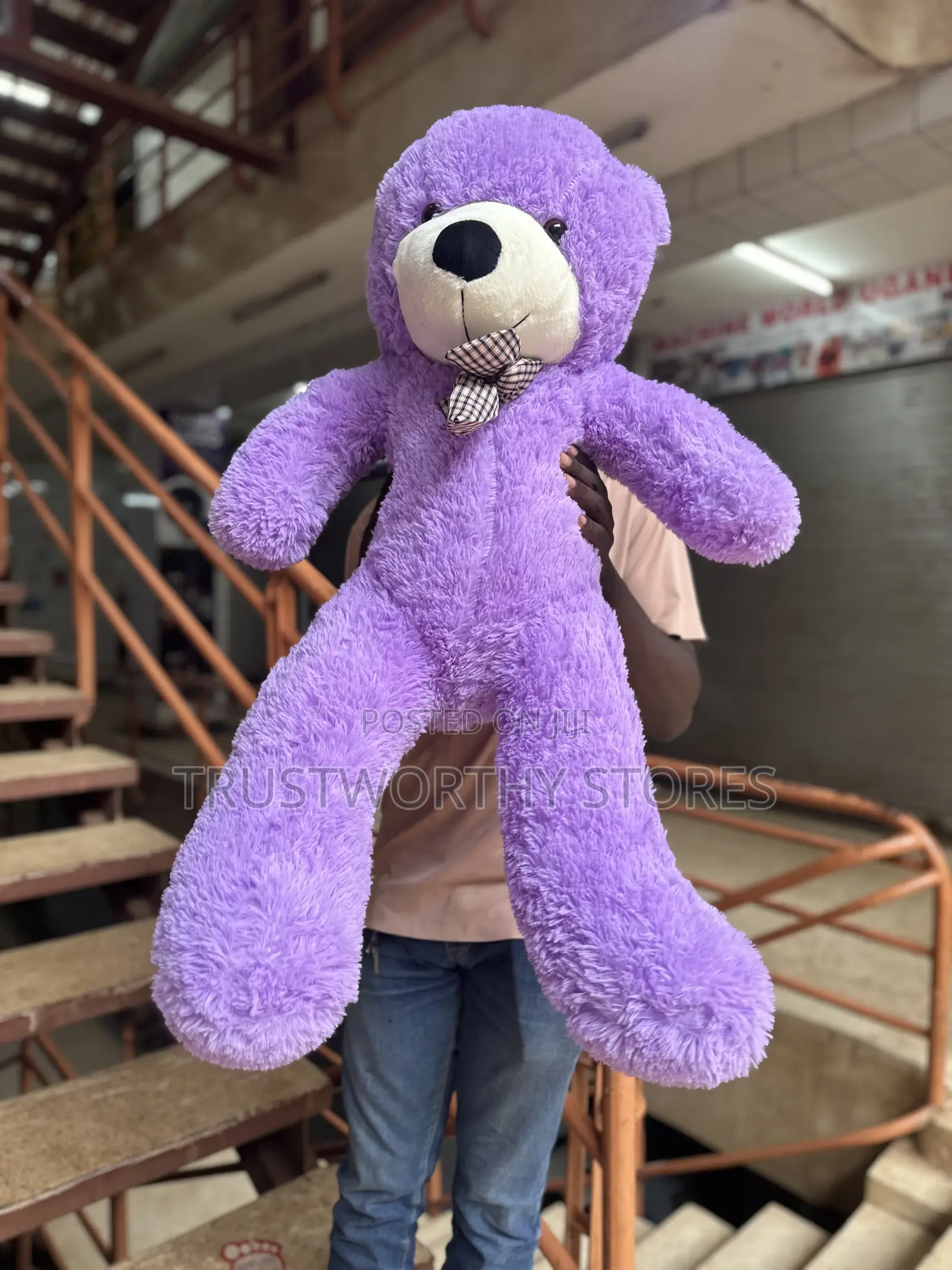 Purple 100cm Bear With a Ribbon