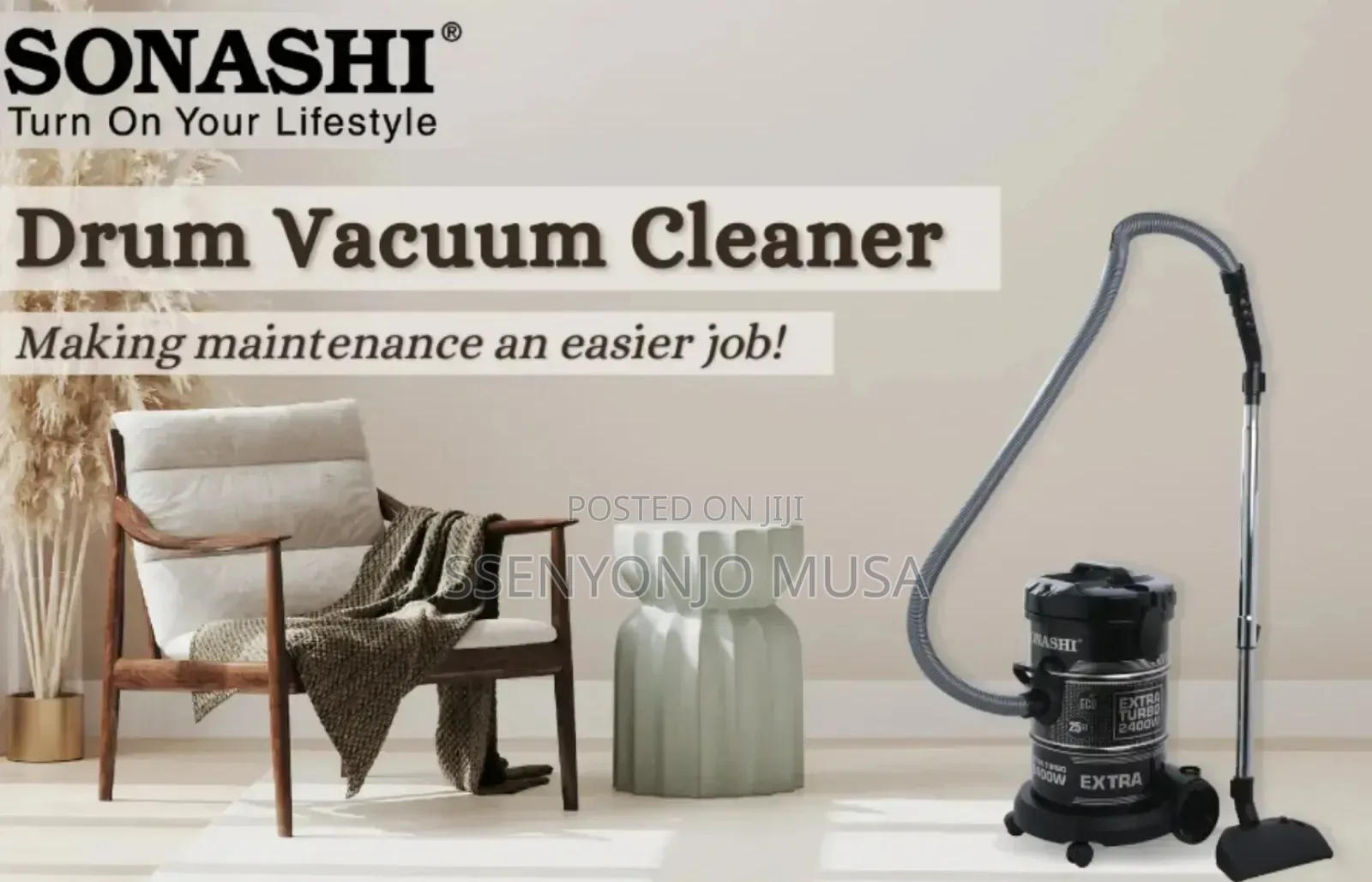 Sonashi 25l Drum Vacuum Cleaner – 2400w Strong Suction, Multi-stage.