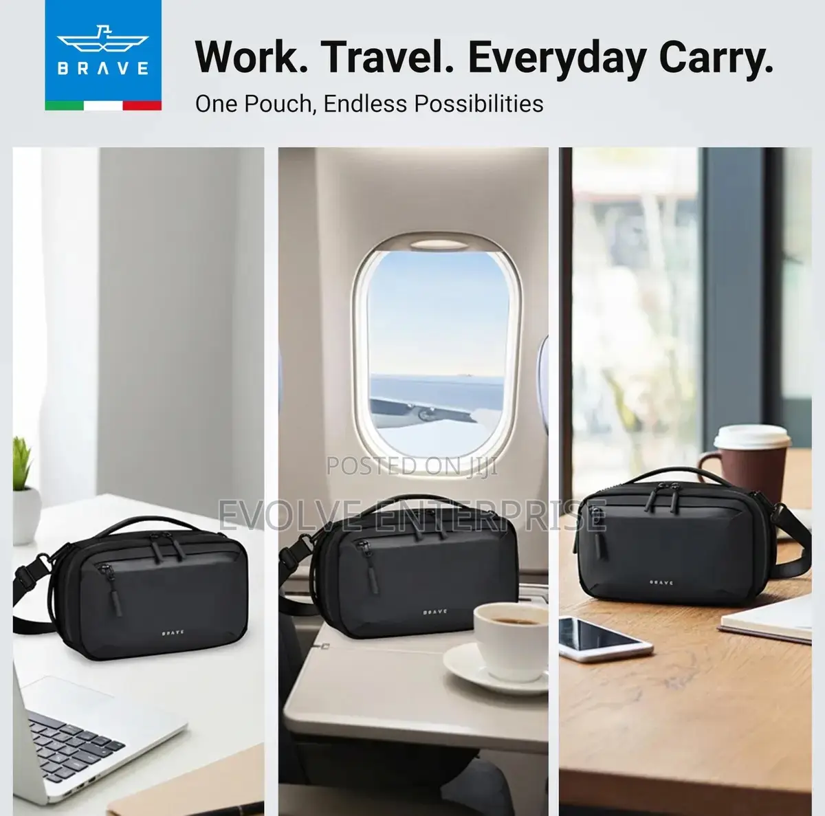 Brave Travel Tech Pouch Organizer Bag With Back Compartment