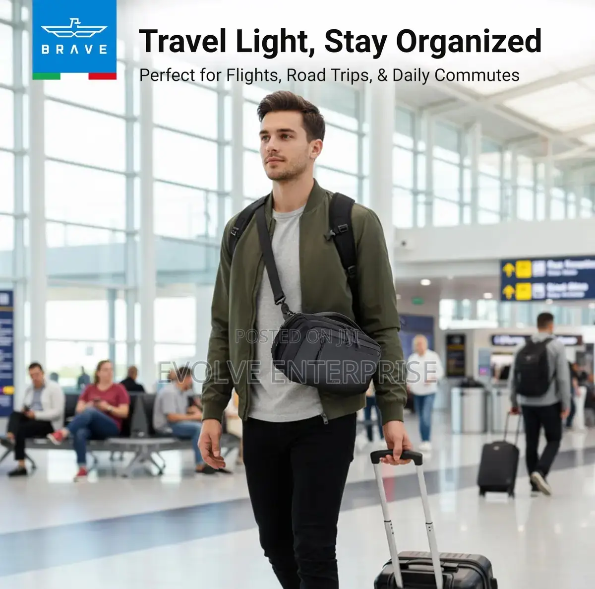 Brave Travel Tech Pouch Organizer Bag With Back Compartment