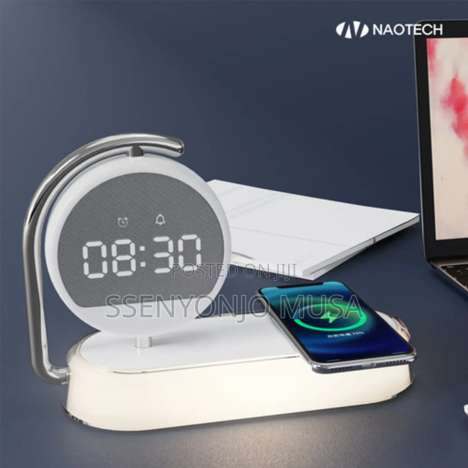 3-in-1 Led Lamp | Wireless Charger, Alarm Clock Dimmable-