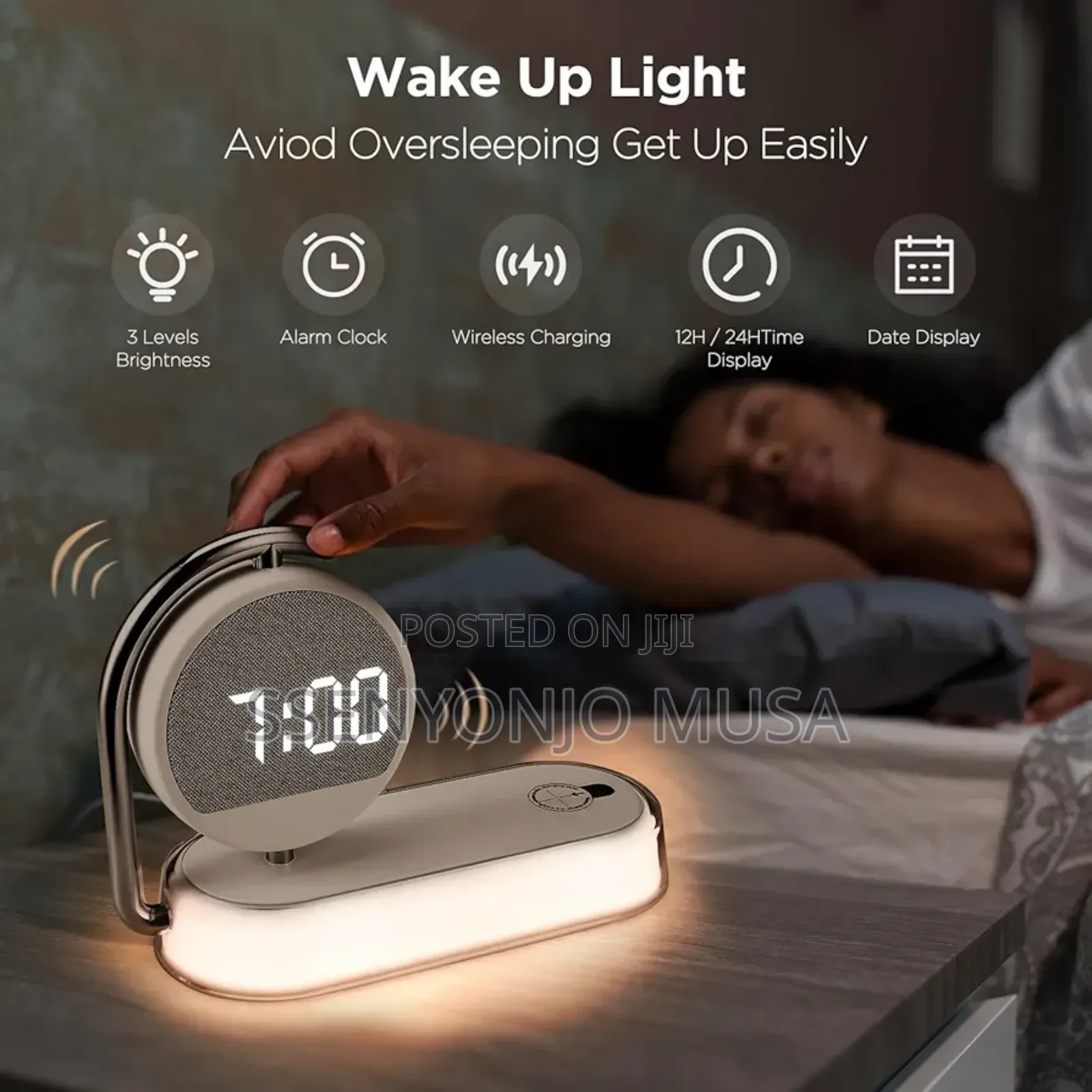 3-in-1 Led Lamp | Wireless Charger, Alarm Clock Dimmable-
