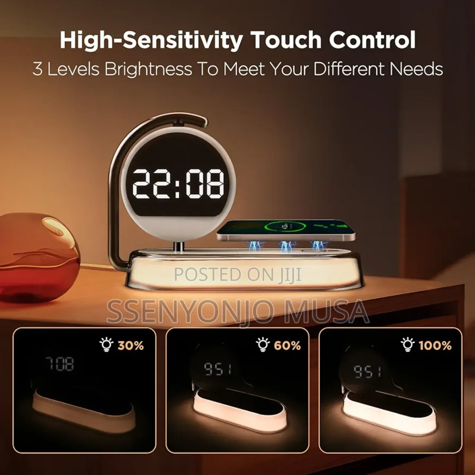 3-in-1 Led Lamp | Wireless Charger, Alarm Clock Dimmable-