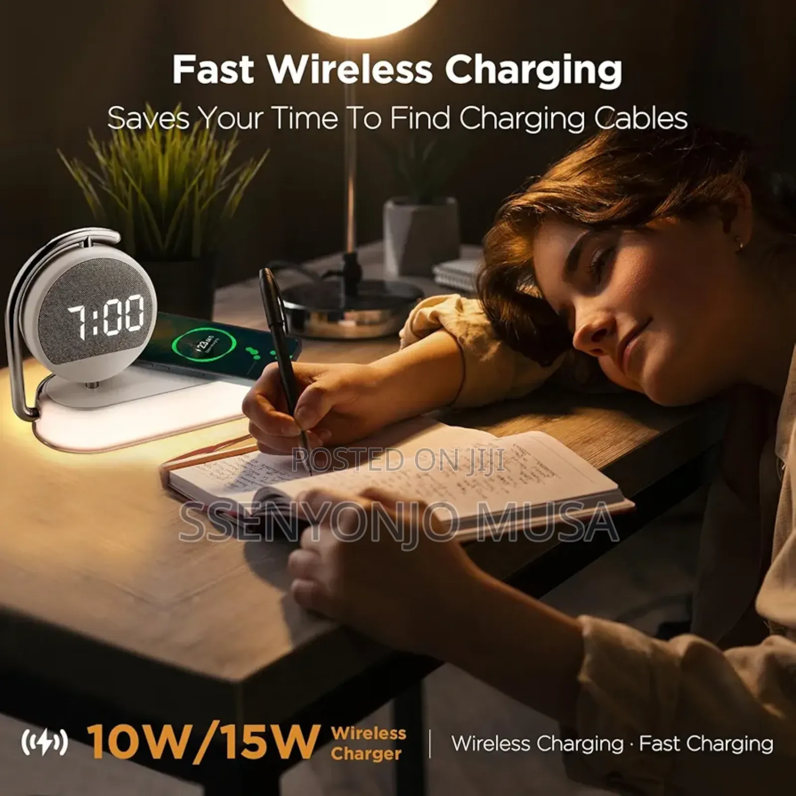 3-in-1 Led Lamp | Wireless Charger, Alarm Clock Dimmable-