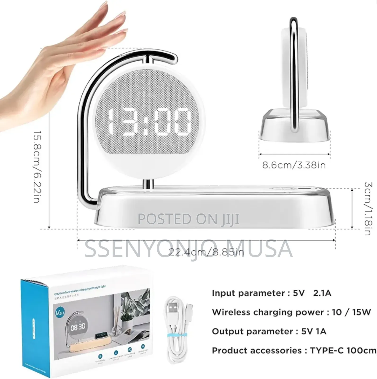 3-in-1 Led Lamp | Wireless Charger, Alarm Clock Dimmable-