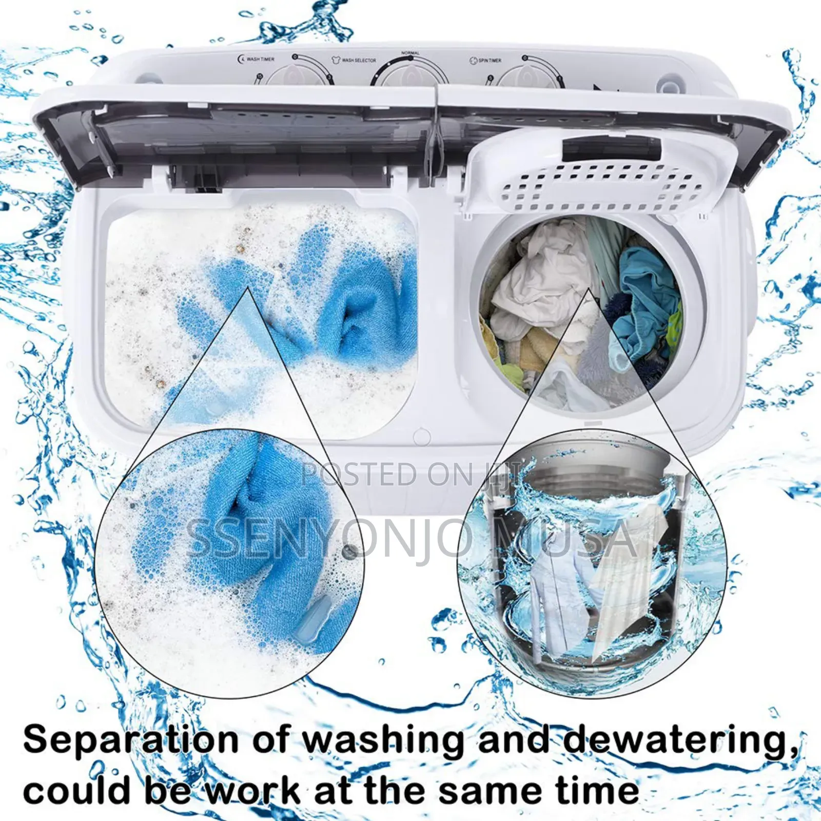 TCL 10kg Twin Tub Semi-Automatic Washing Machine – Top Load, Shower-