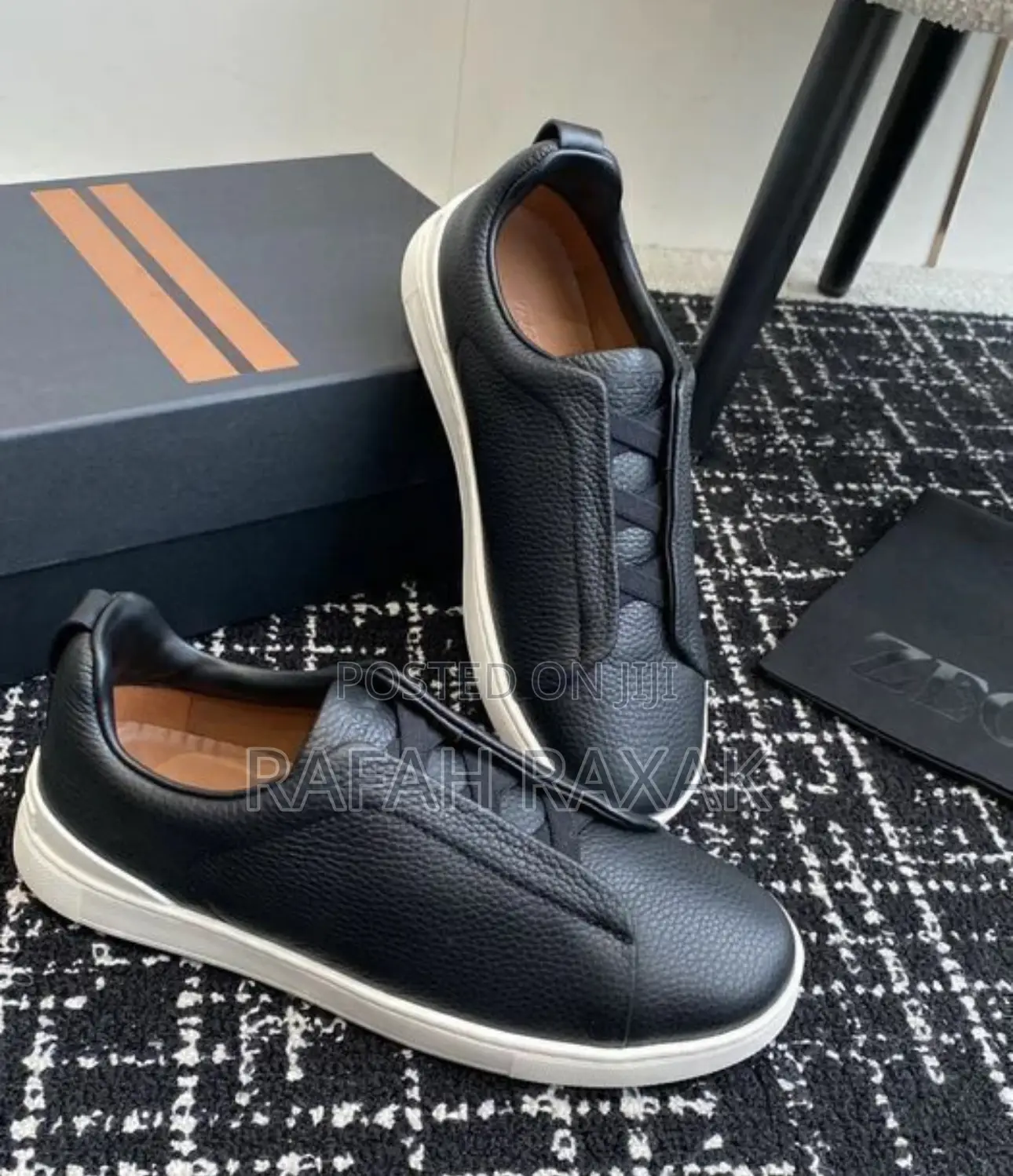 Original Men’S Zegna Triple Stitch Deer Skin Casual Sneakers