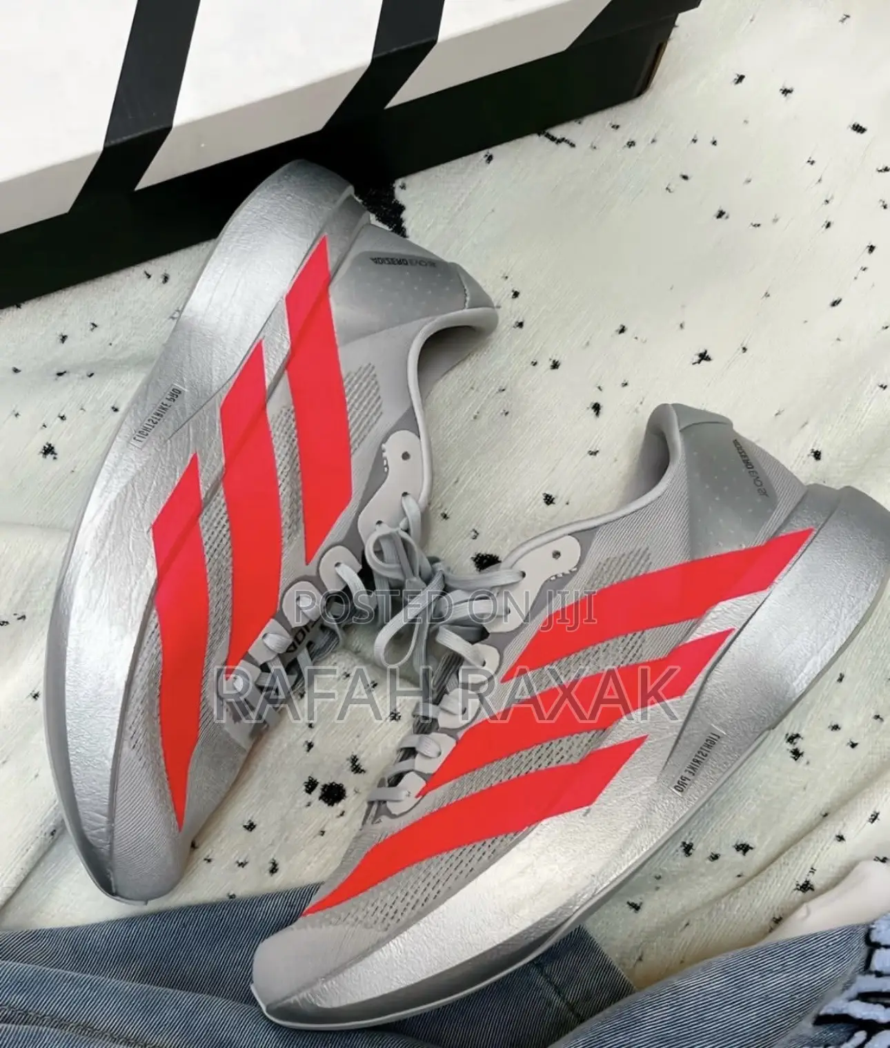 Original Silver/Red Adidas Adizero Evo Sl Running Sneakers