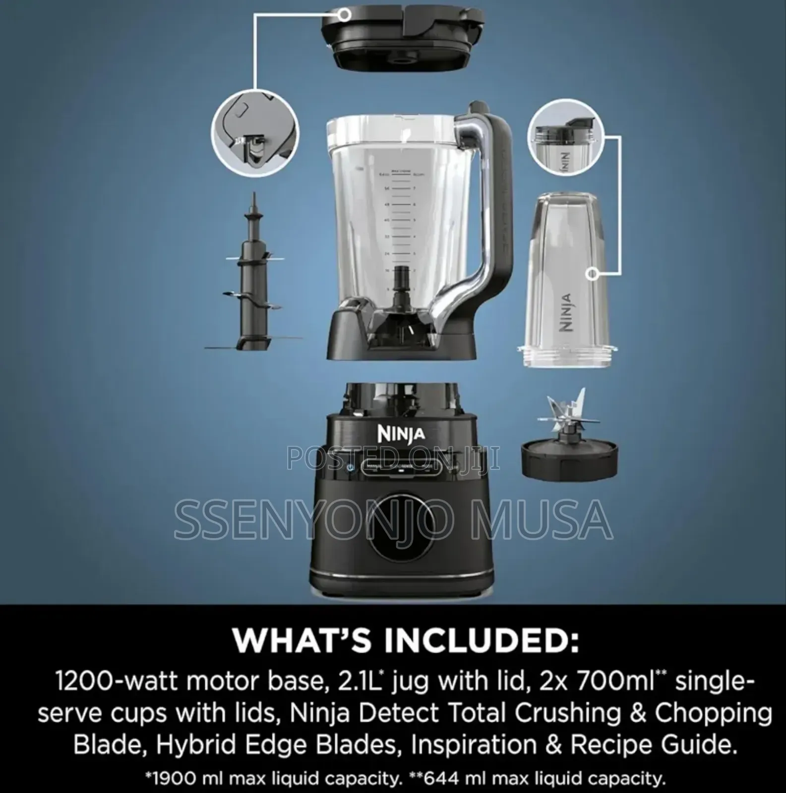 Ninja Blender 2in1 2l Jug Single Serve Blender– 1200w Smoothie Maker