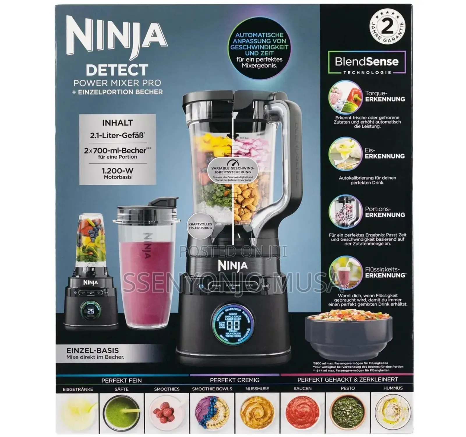Ninja Blender 2in1 2l Jug Single Serve Blender– 1200w Smoothie Maker