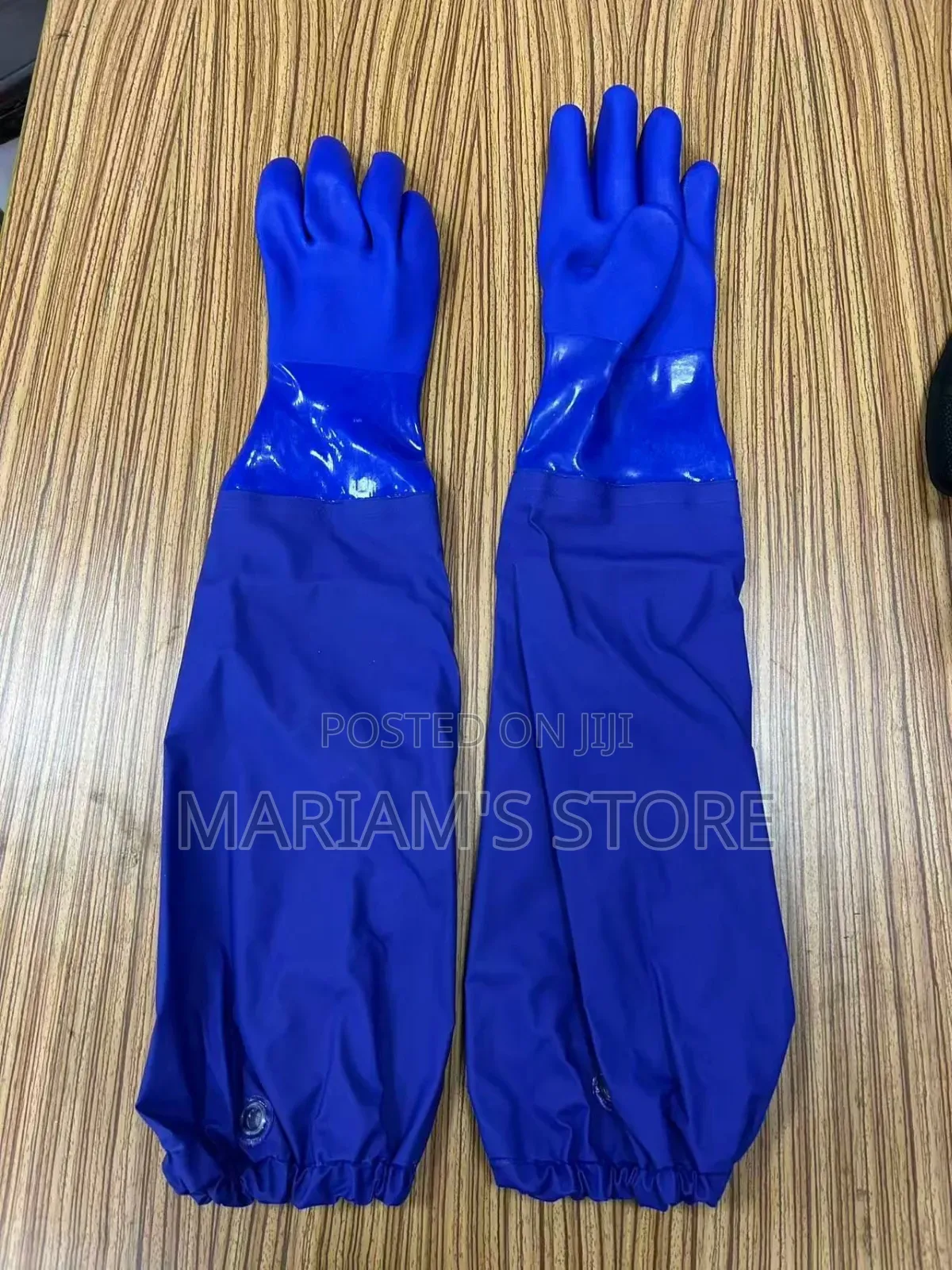 Pair Of Long, Blue Pvc Safety Work Gloves