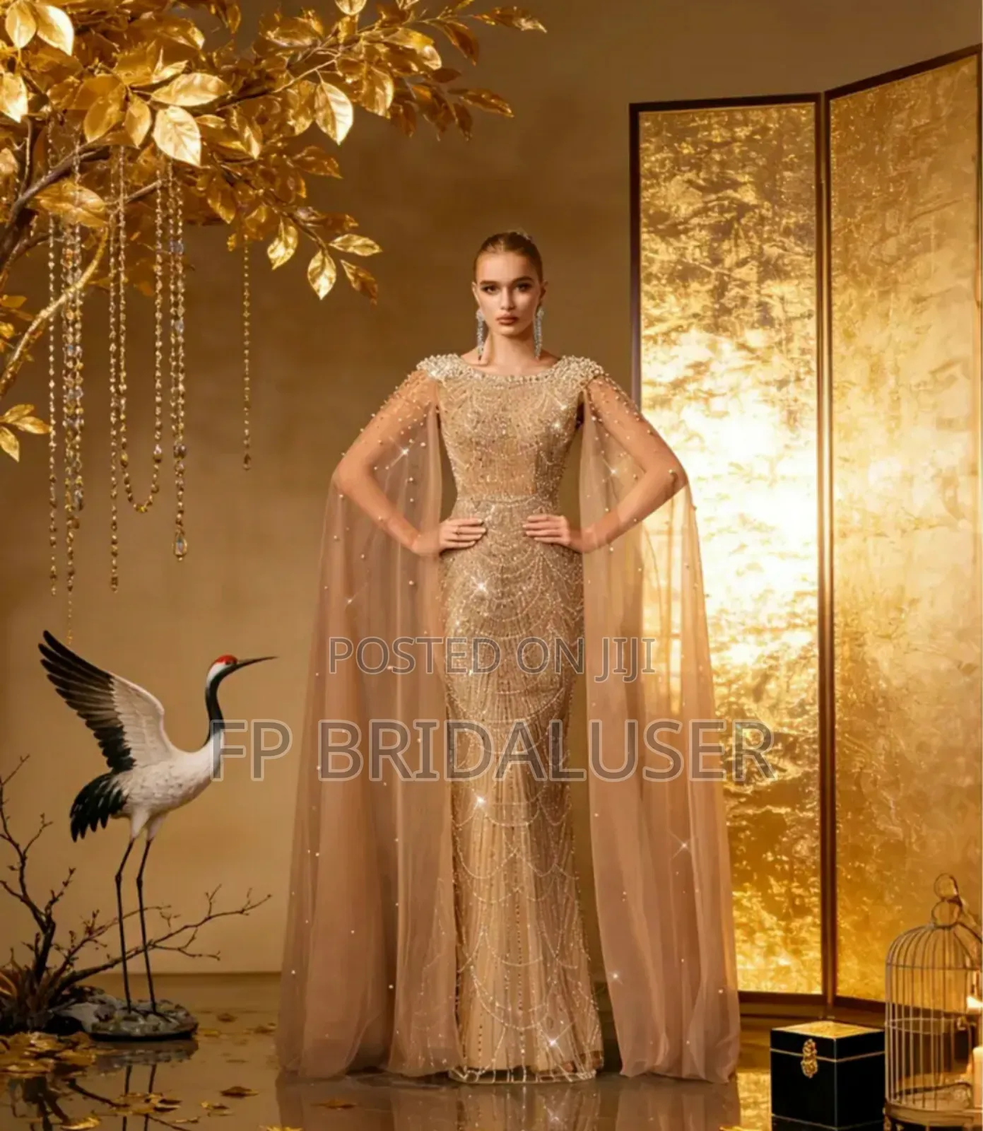 Elegant Gold Party Dress X1 for Hire