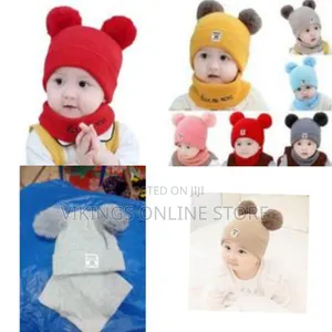 2pcs Cotton Baby Girls Boys Warm Knit Hat and Scarf Set Infant Toddler