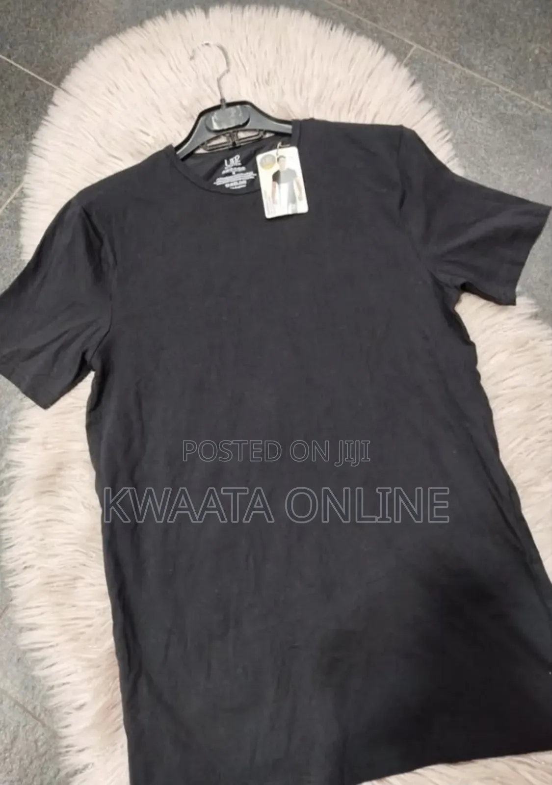 1 Piece Black Cotton Undershirts Round Neck Underwear Tshirt